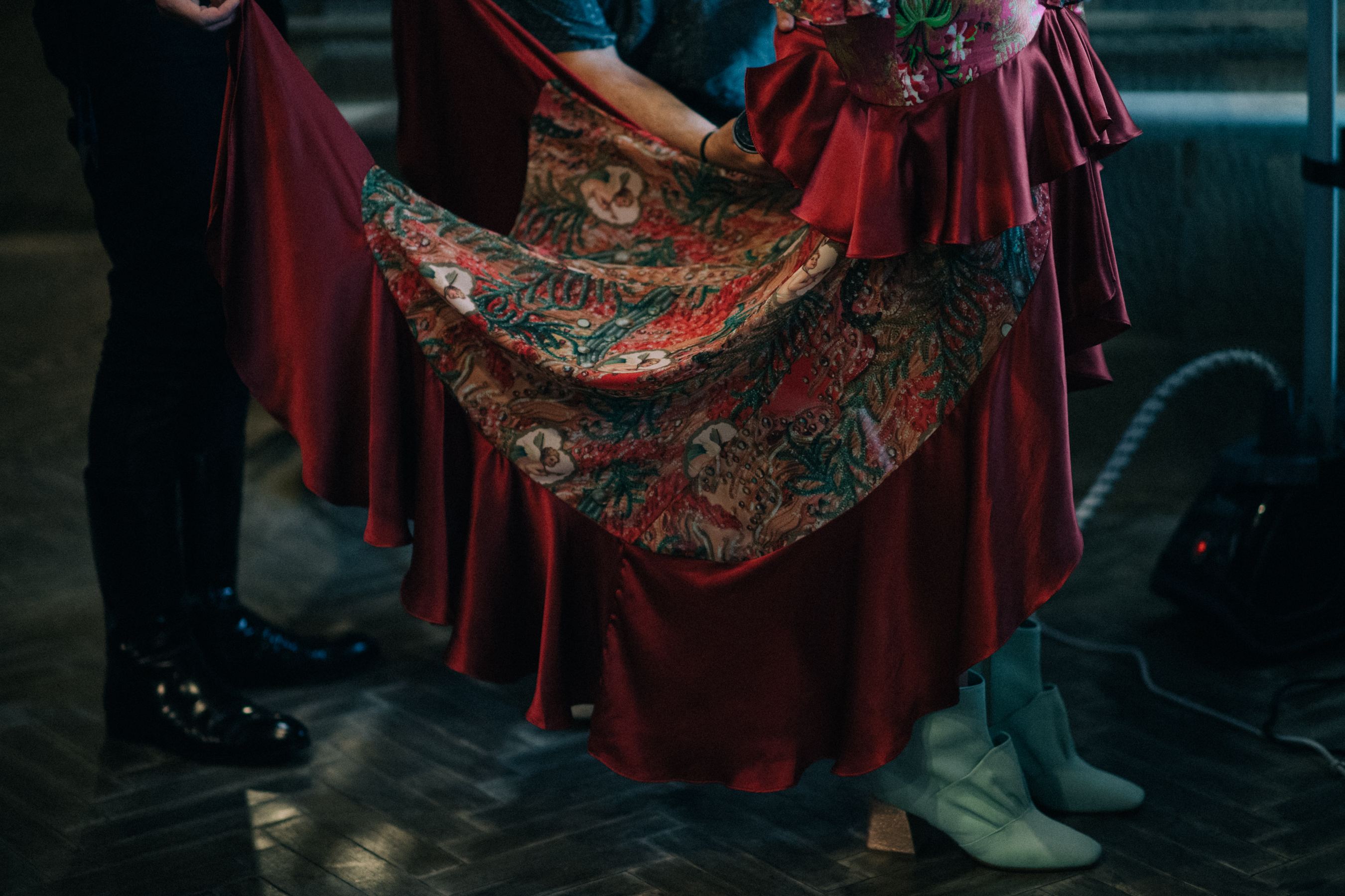 Red dress with printed details