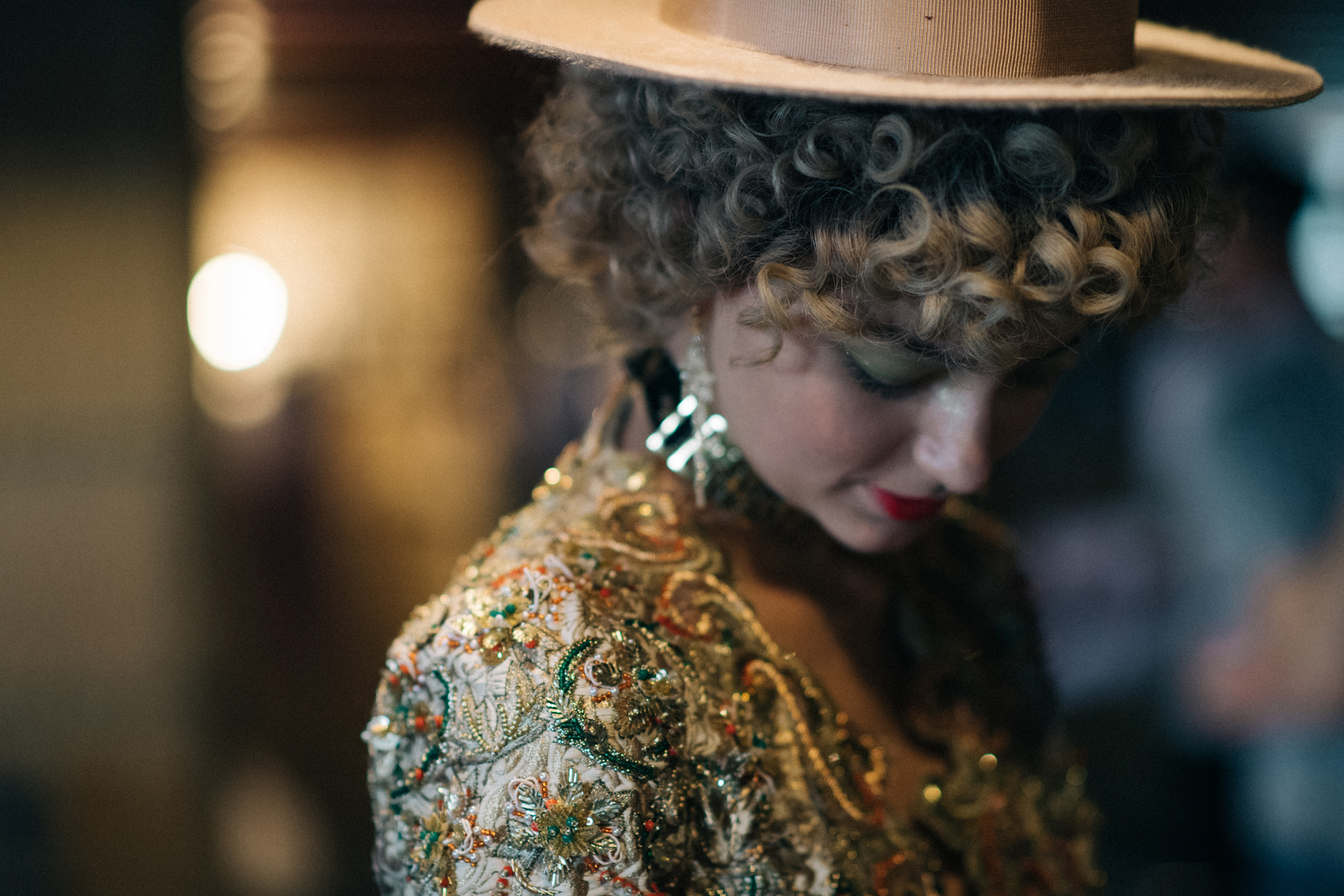 Golden embroidered dress