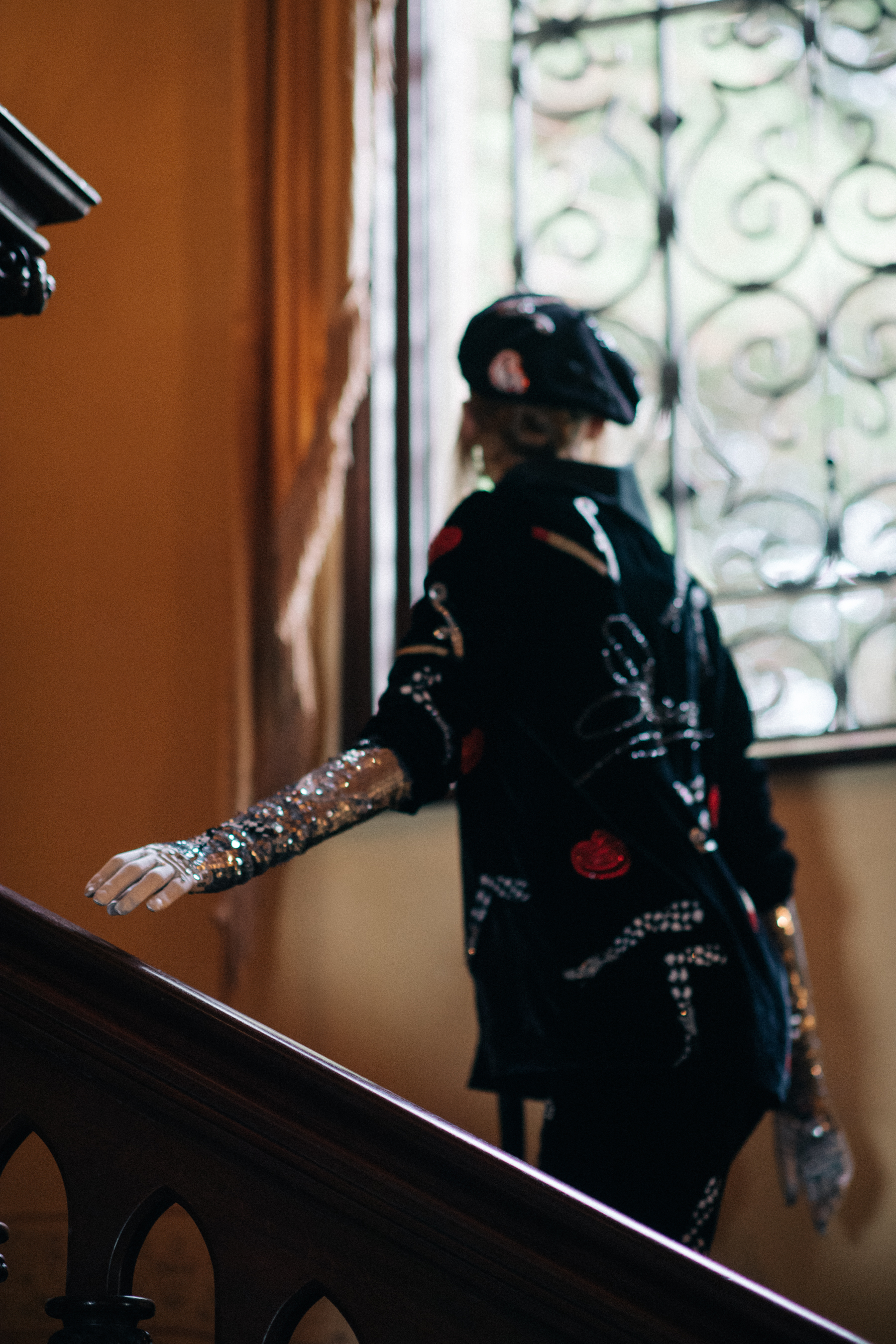 Black coat with embroidery