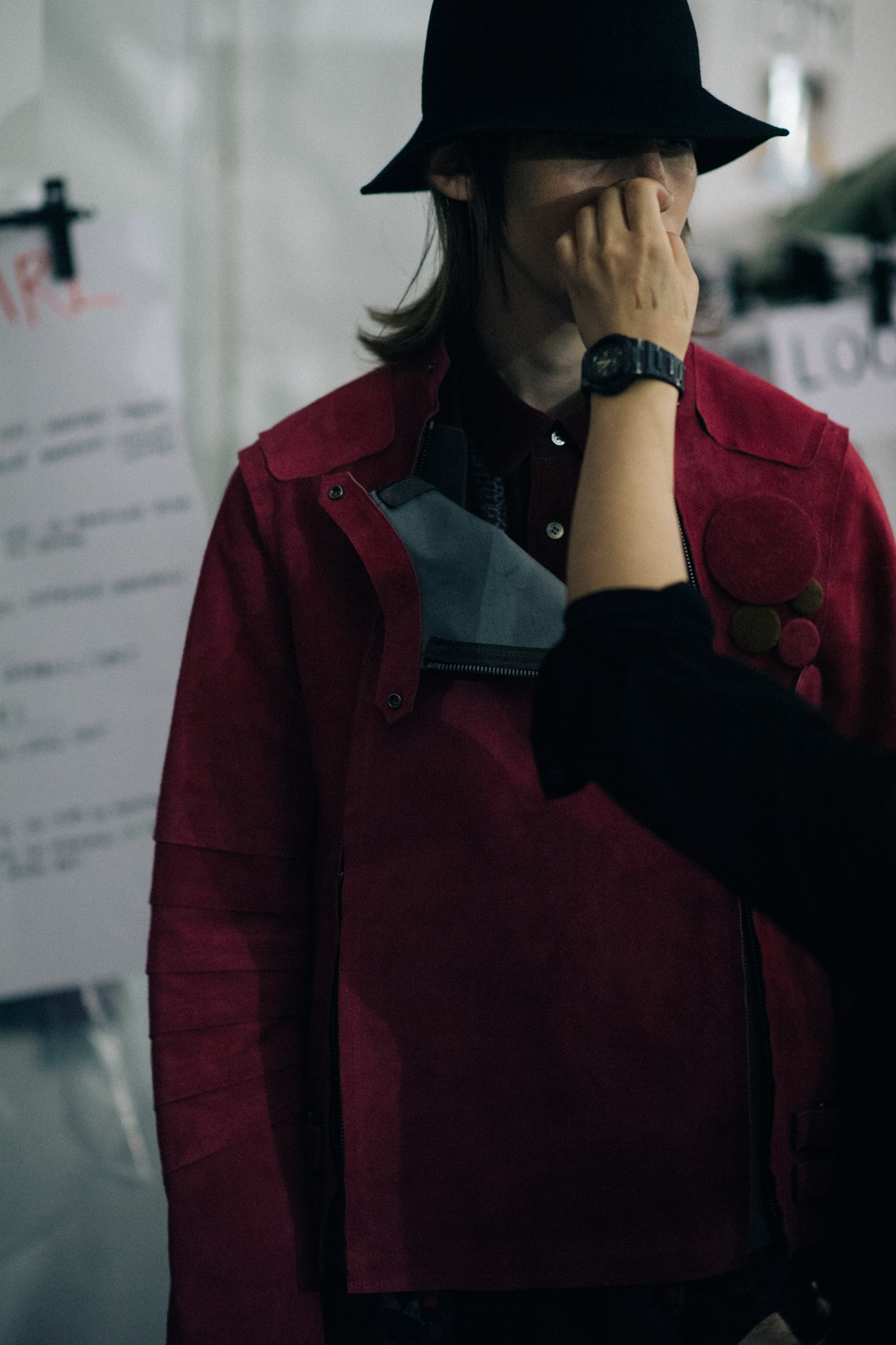 Model getting ready for show