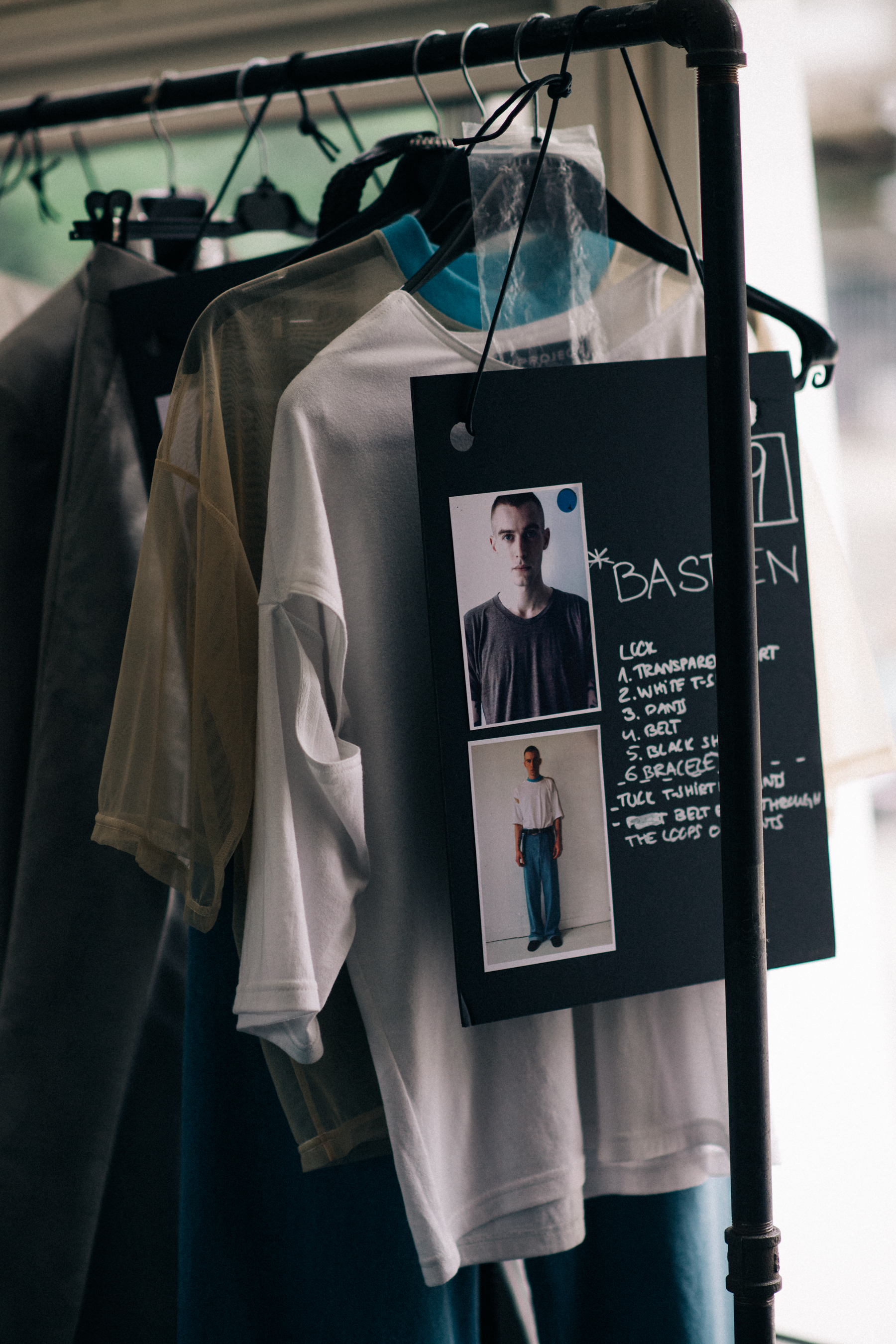 Clothes on rails ready for the show