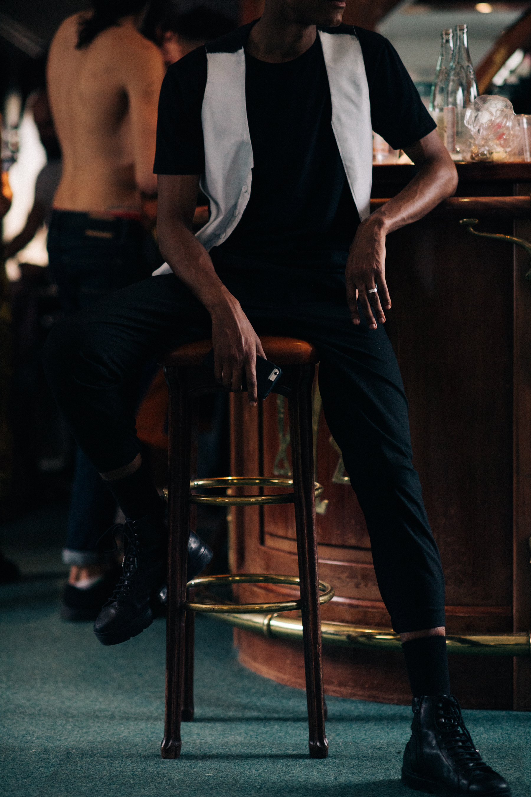 Male models before the show