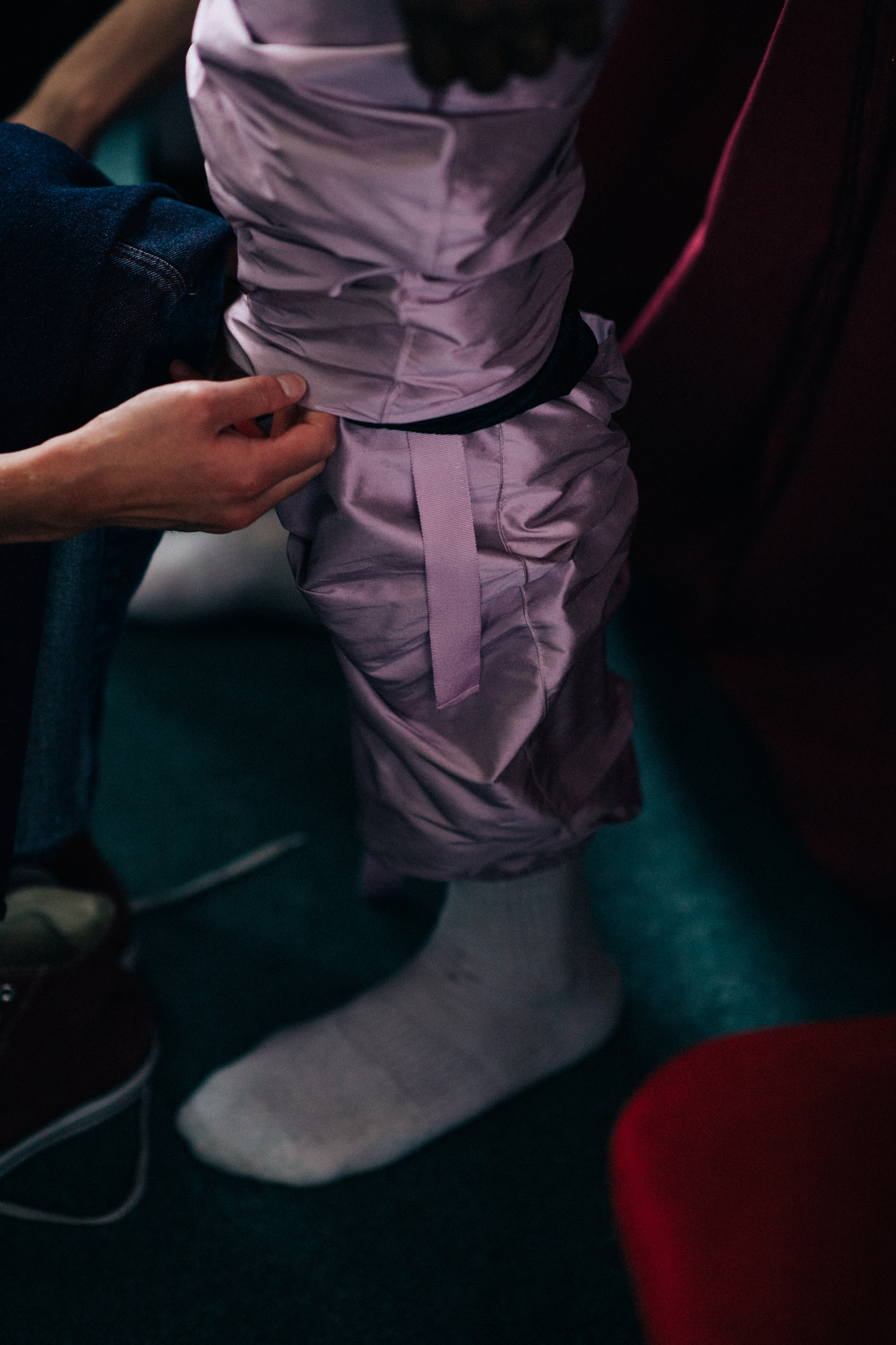 Light purple metallic pants