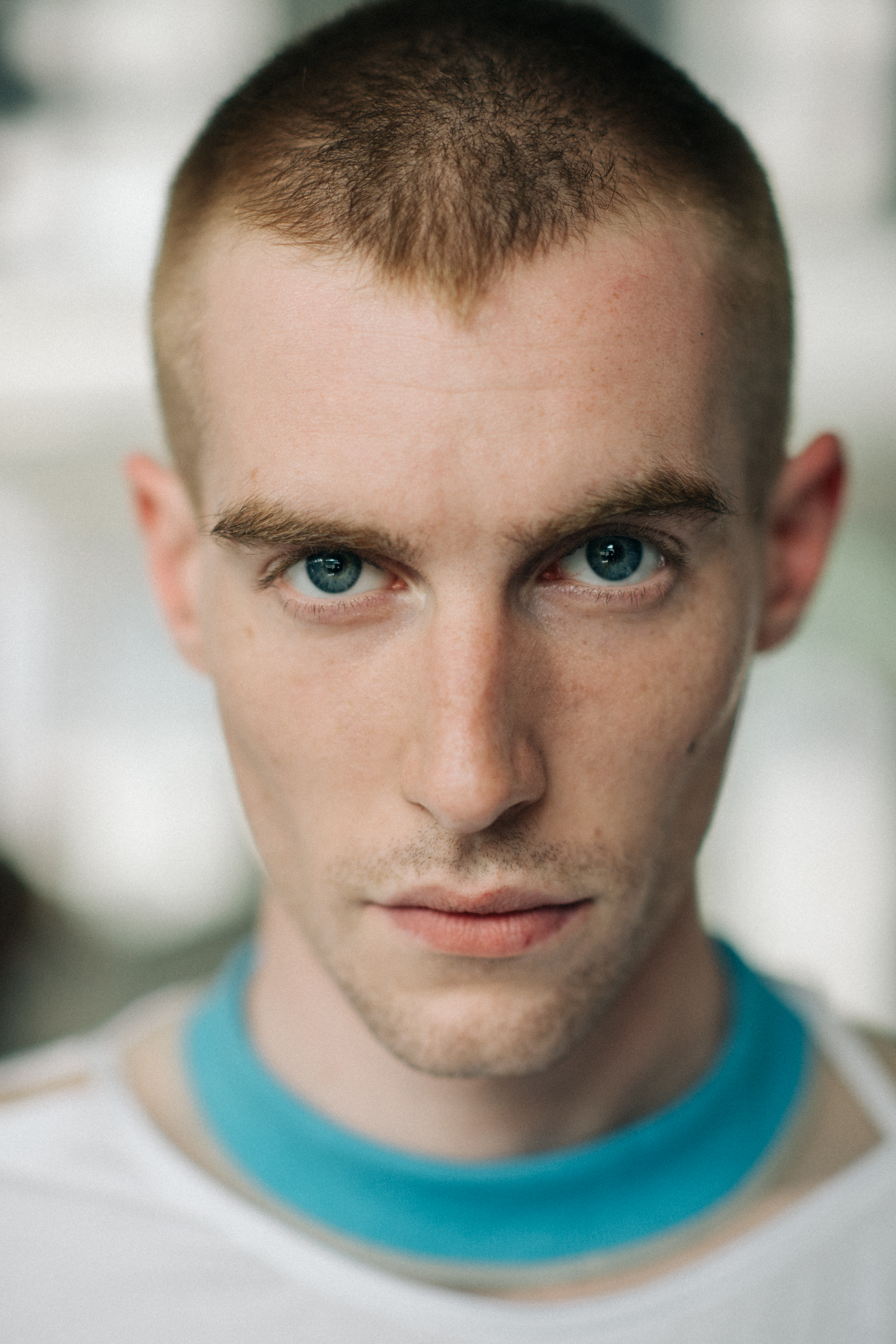 Ginger-haire model with blue eyes