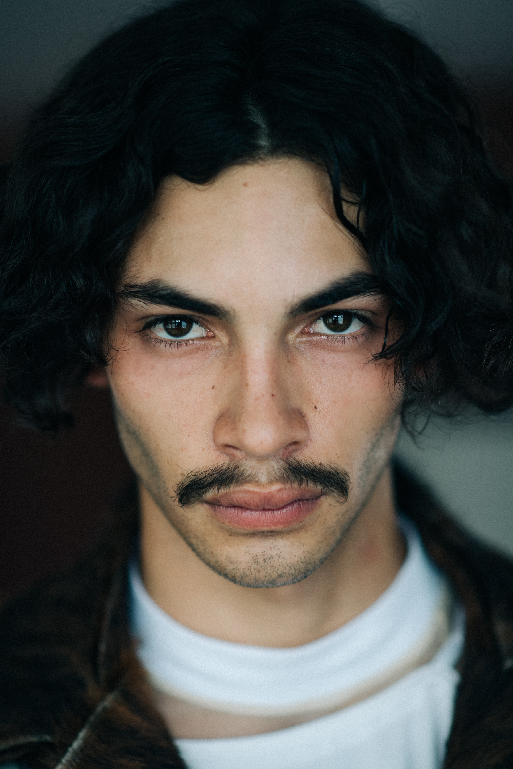 A model with a moustache