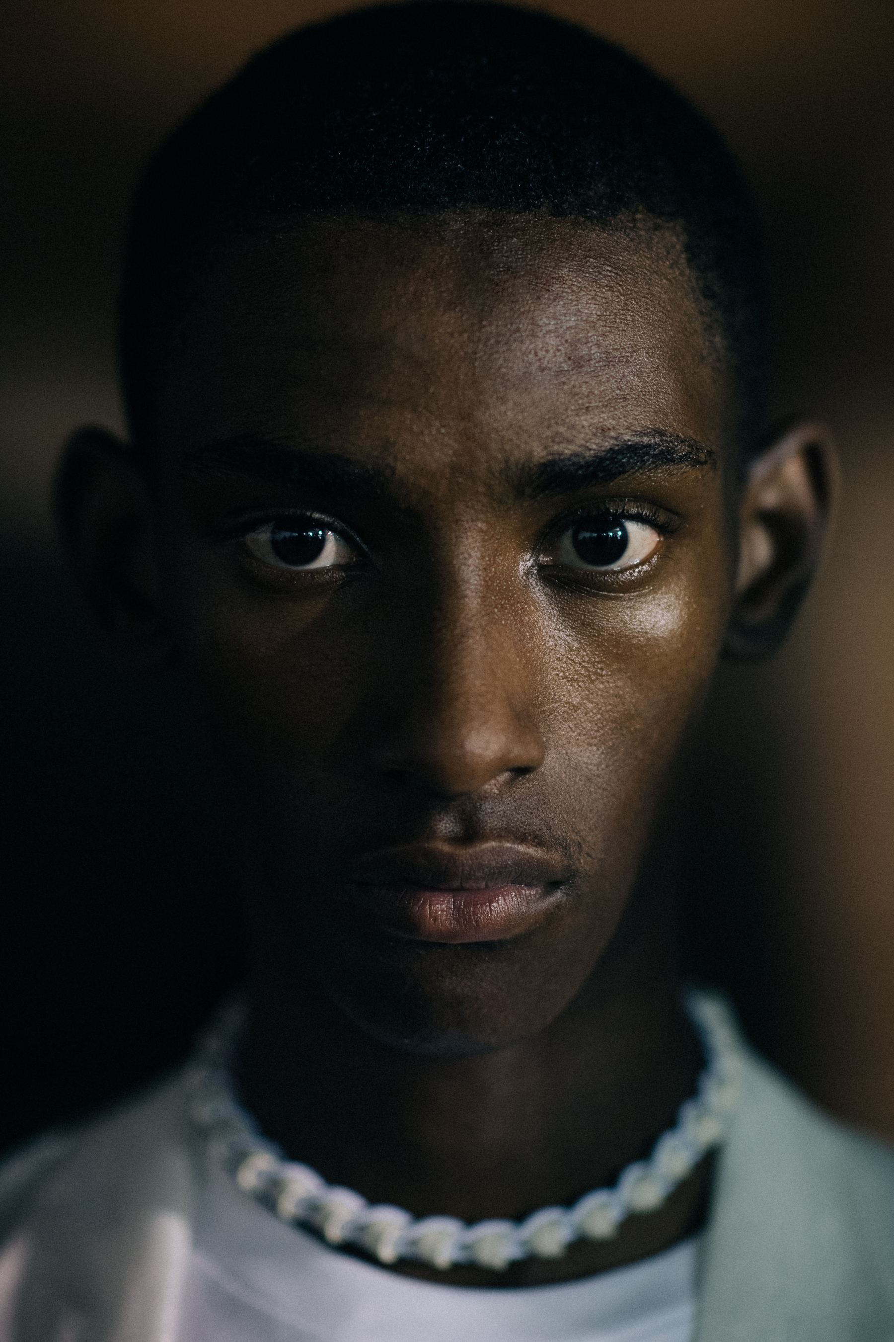 Portrait of a male model with brown eyes