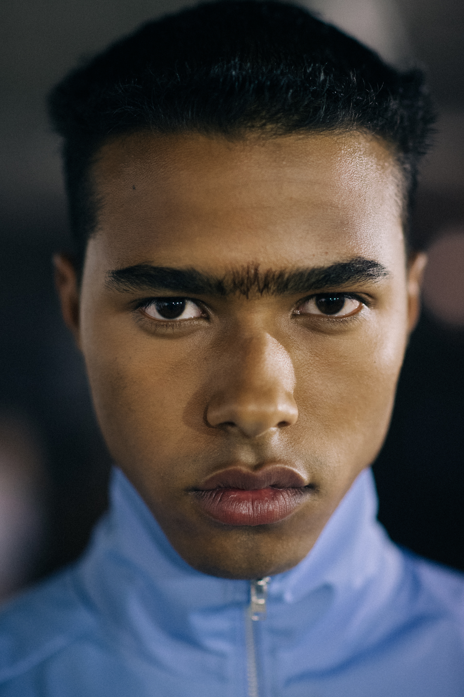Portrait of a model with bushy eyebrows