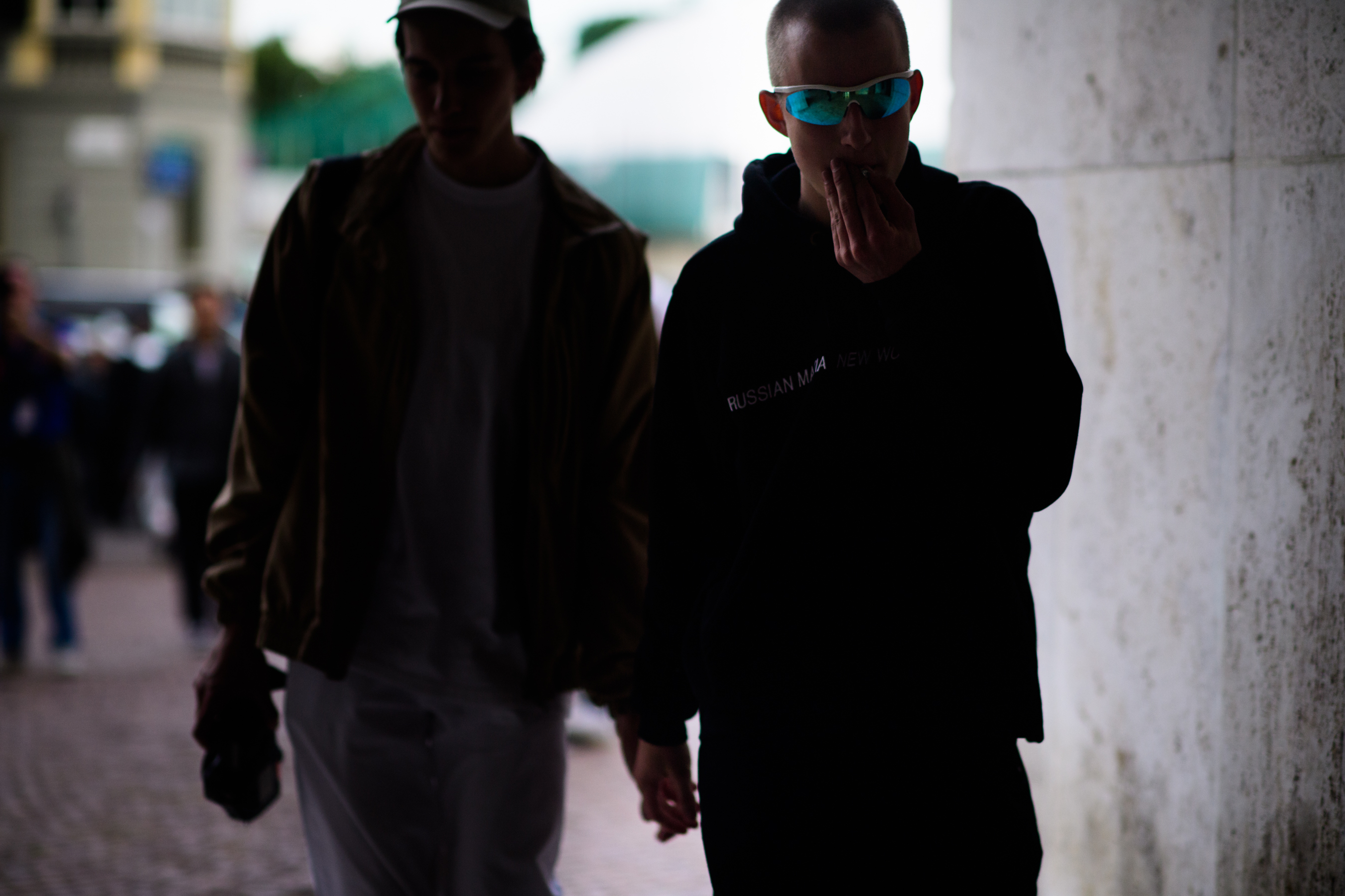 Male models walking to the show