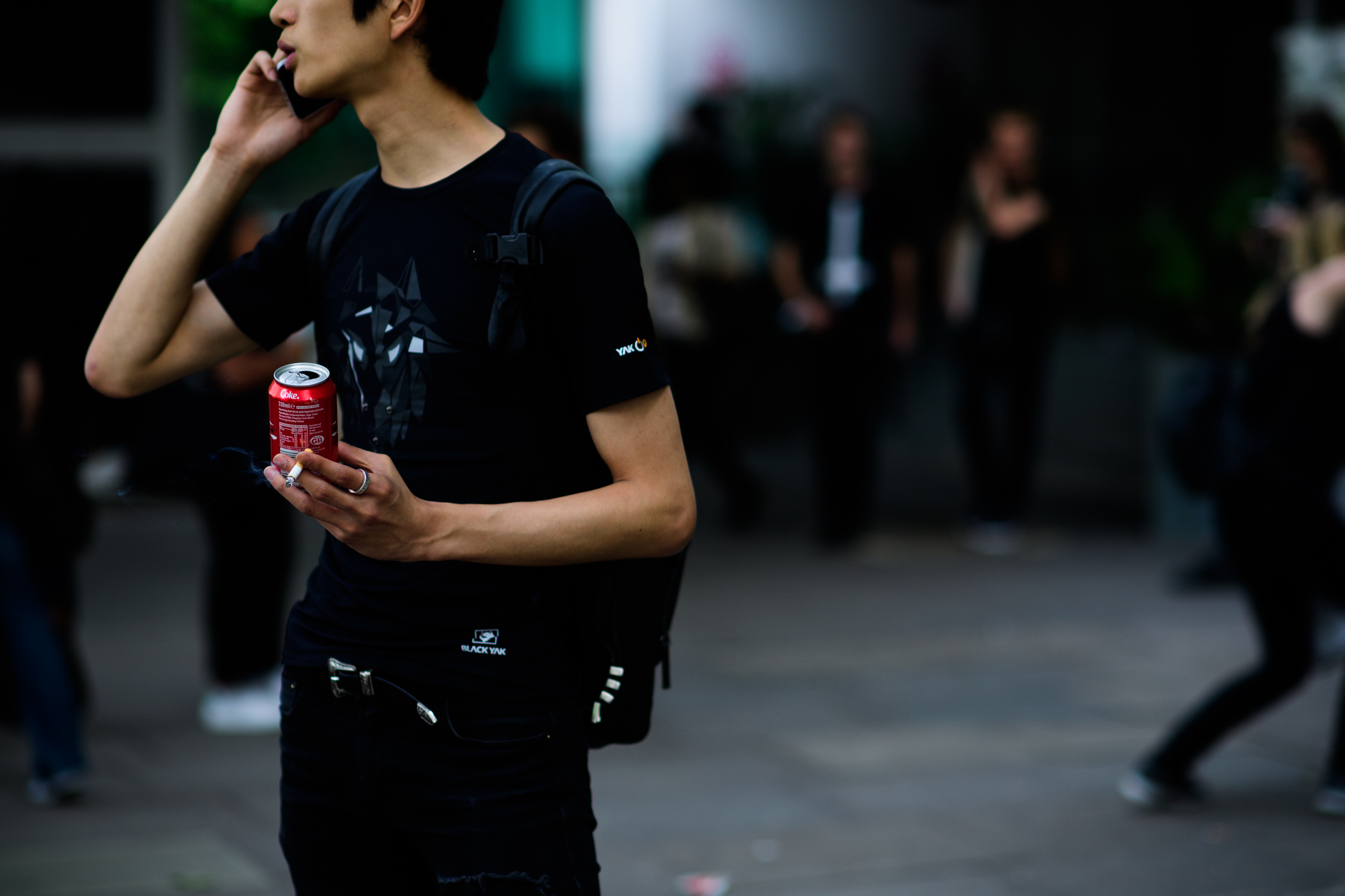 Male model in a printed T-Shirt in London