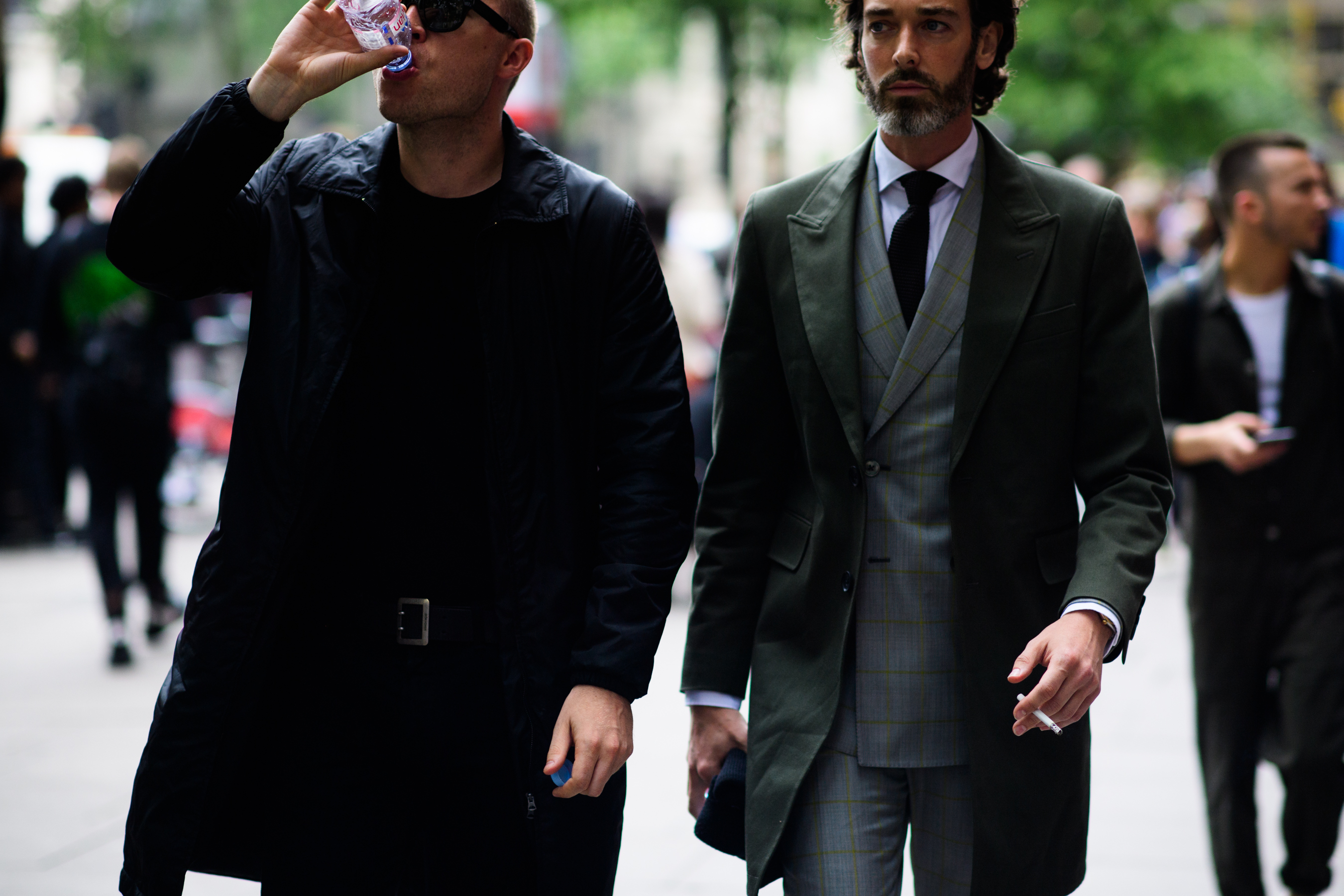 Two elegant men wearing jackets