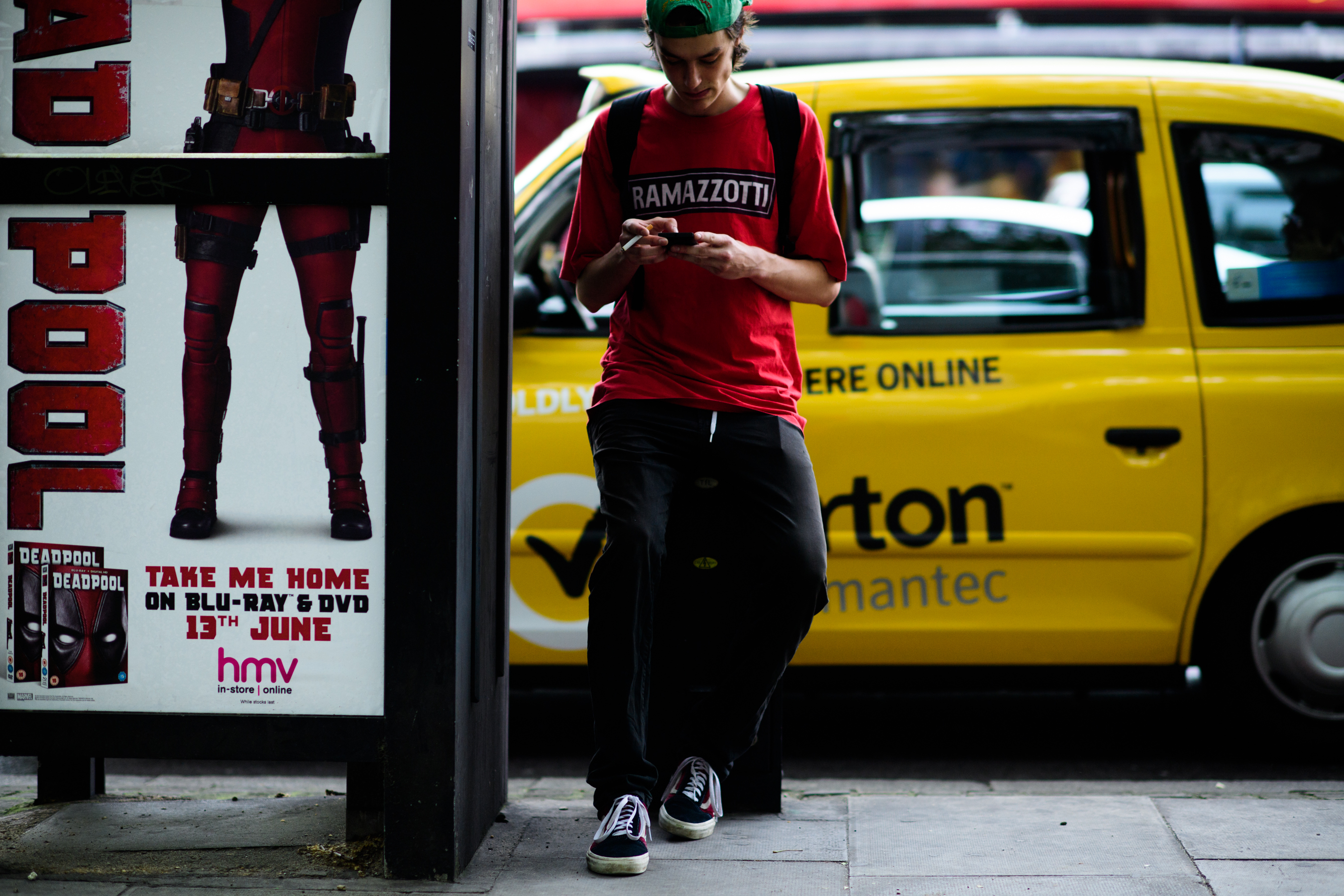 Male model in a red T-Shirt