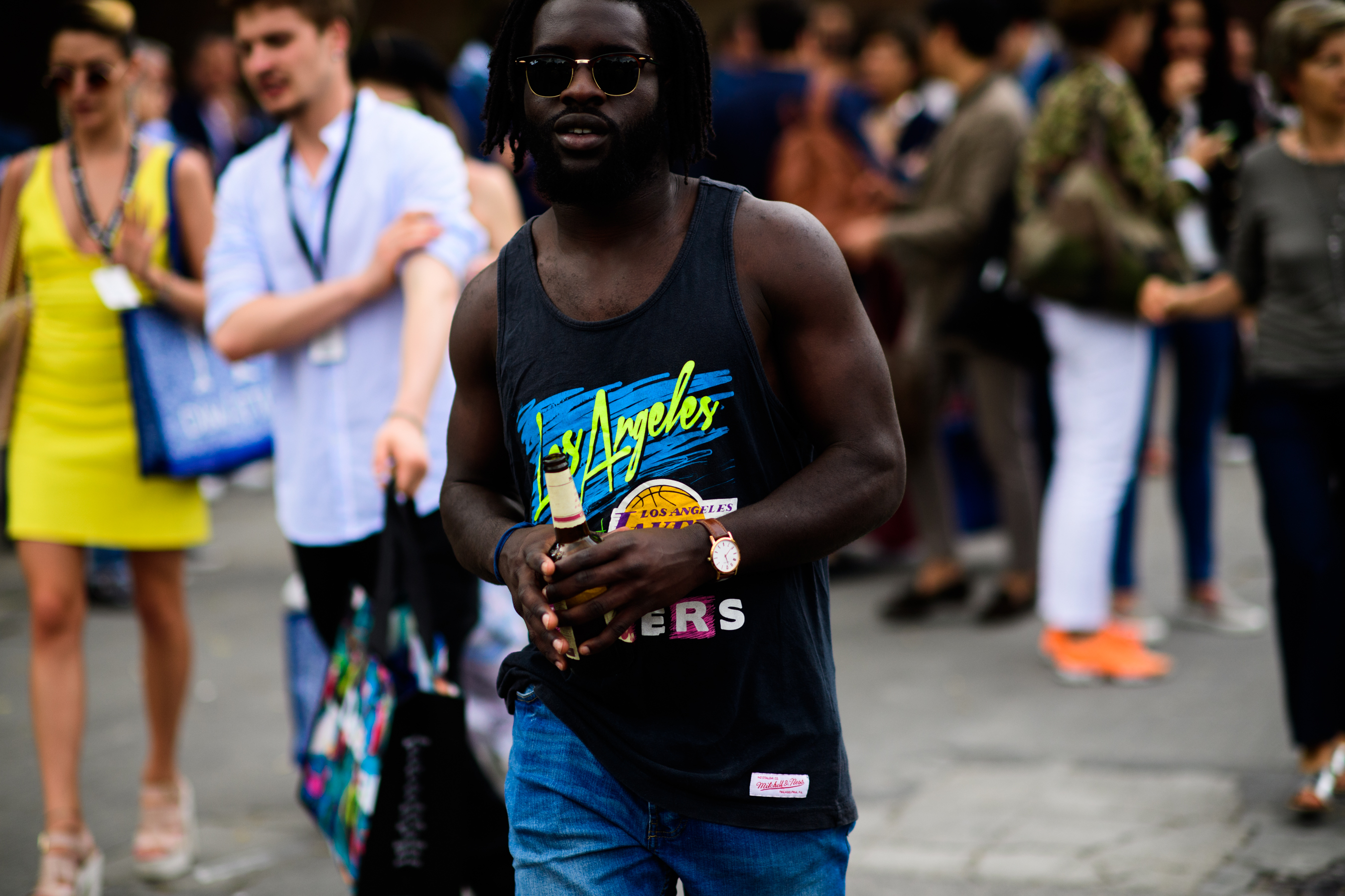 A man in a vest with a print