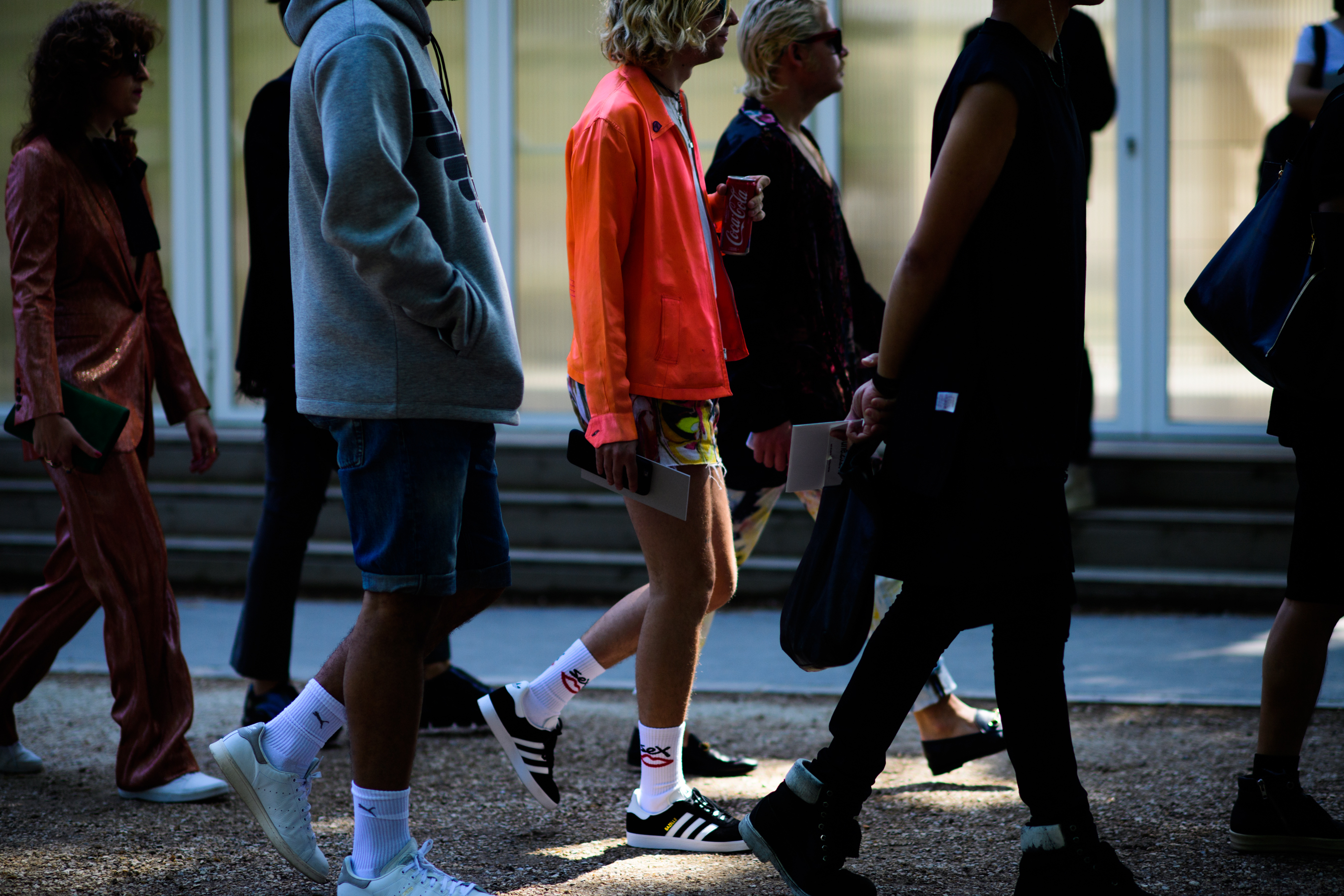 Men leaving after fashion show