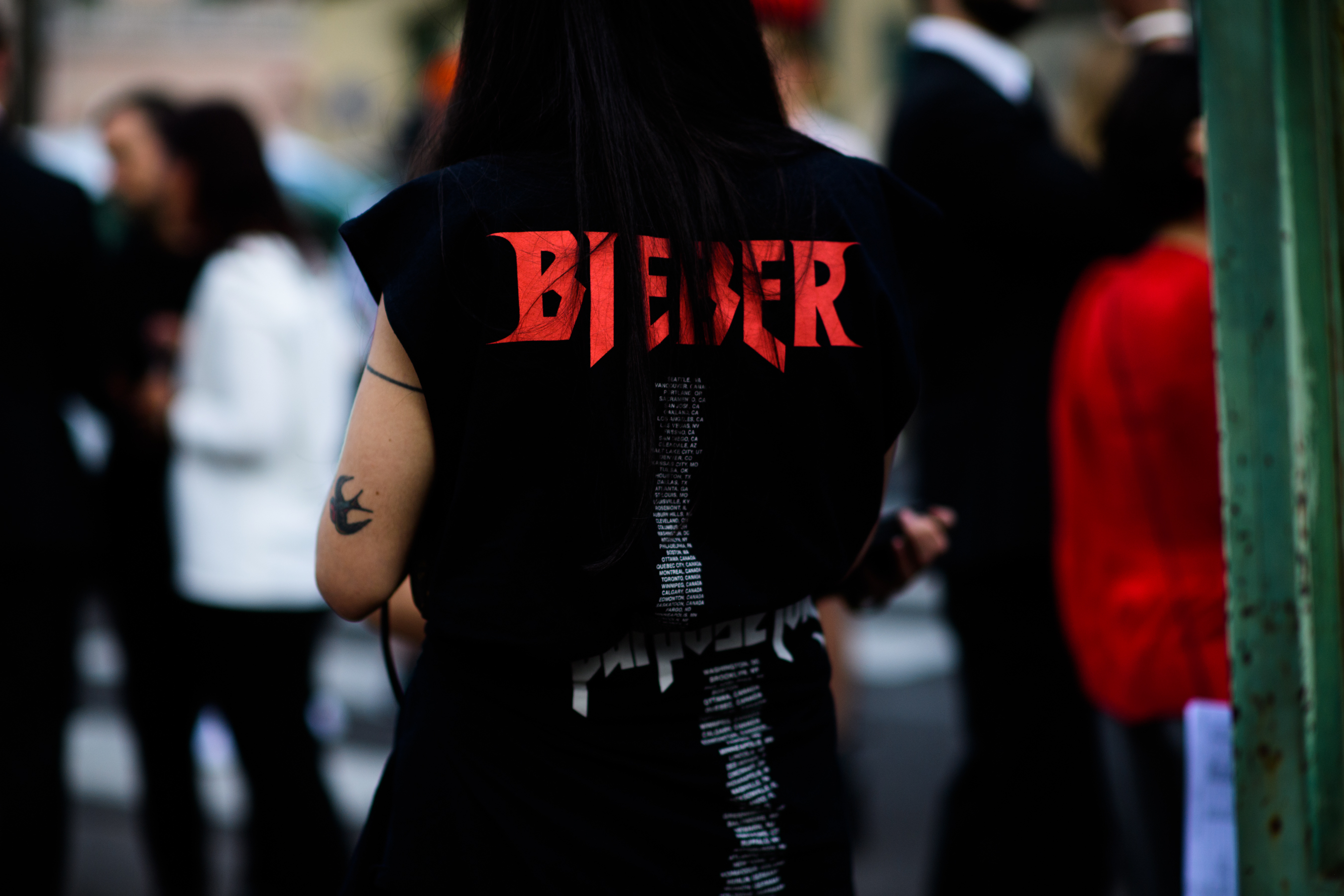 A girl wearing a black top