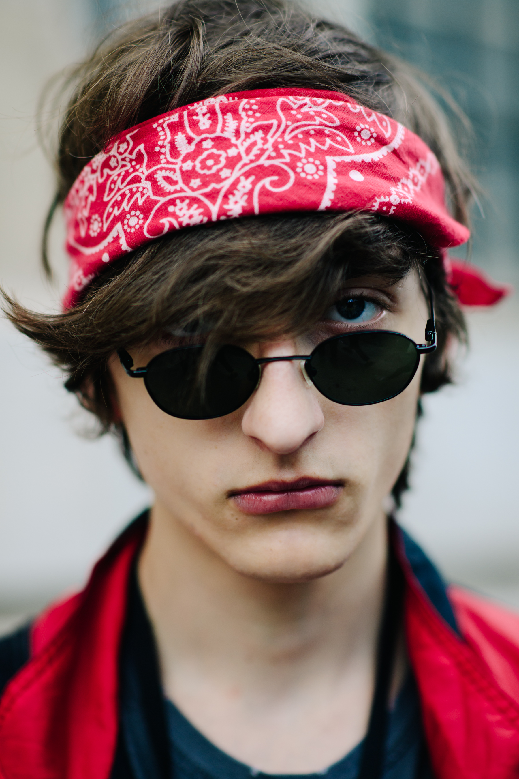 Male model in headband, sunglasses