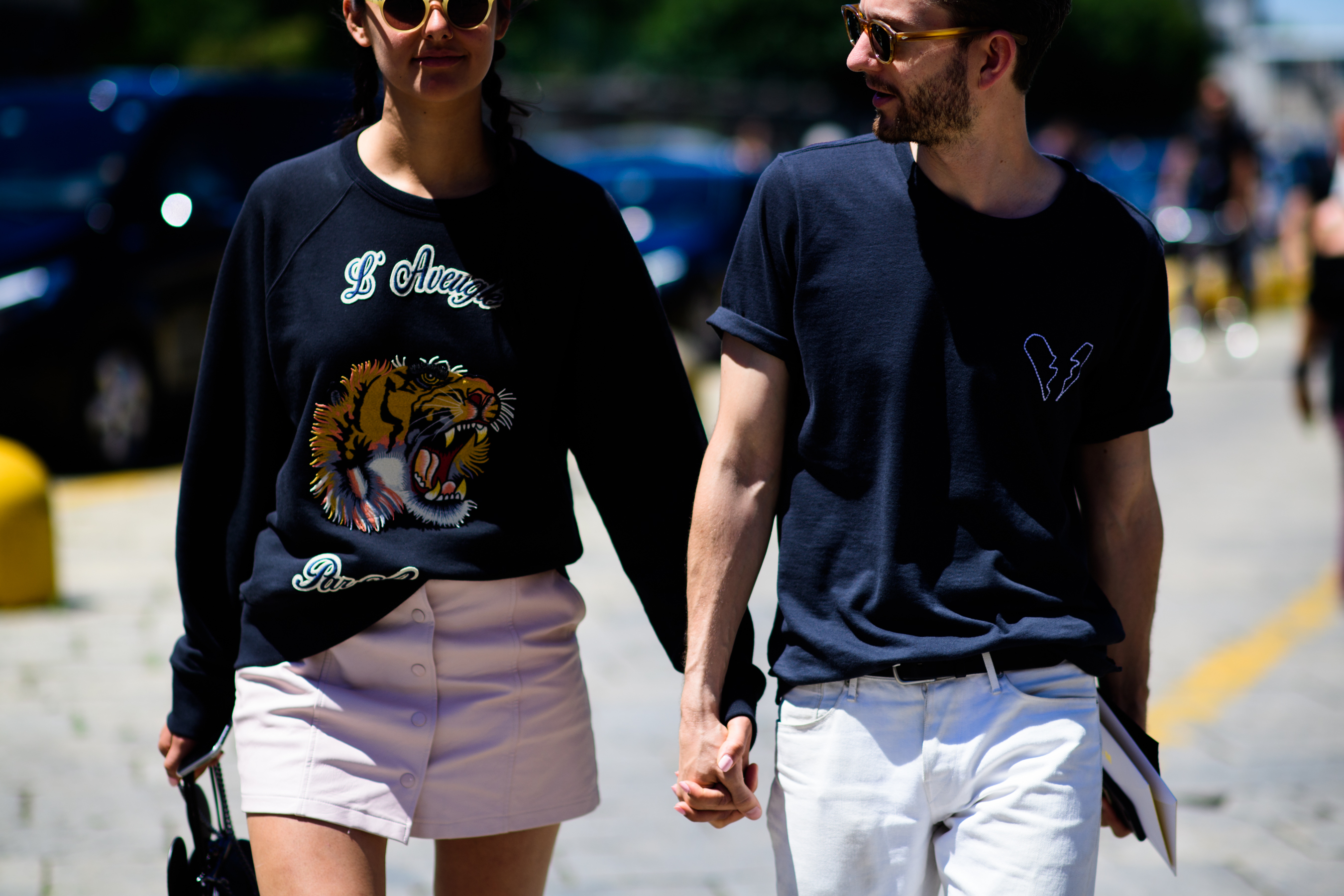 A couple outside of the show together