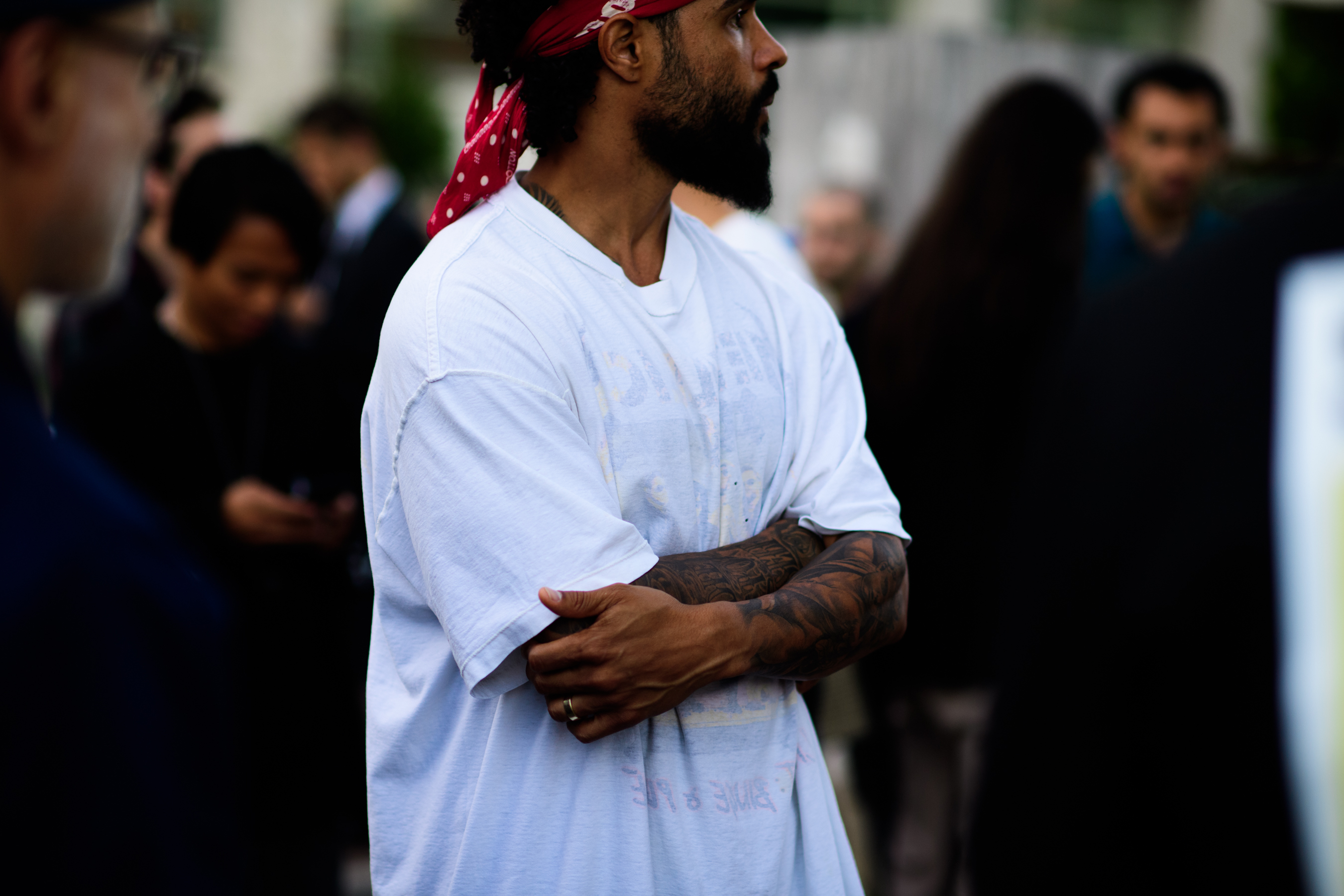 A man in a red headband