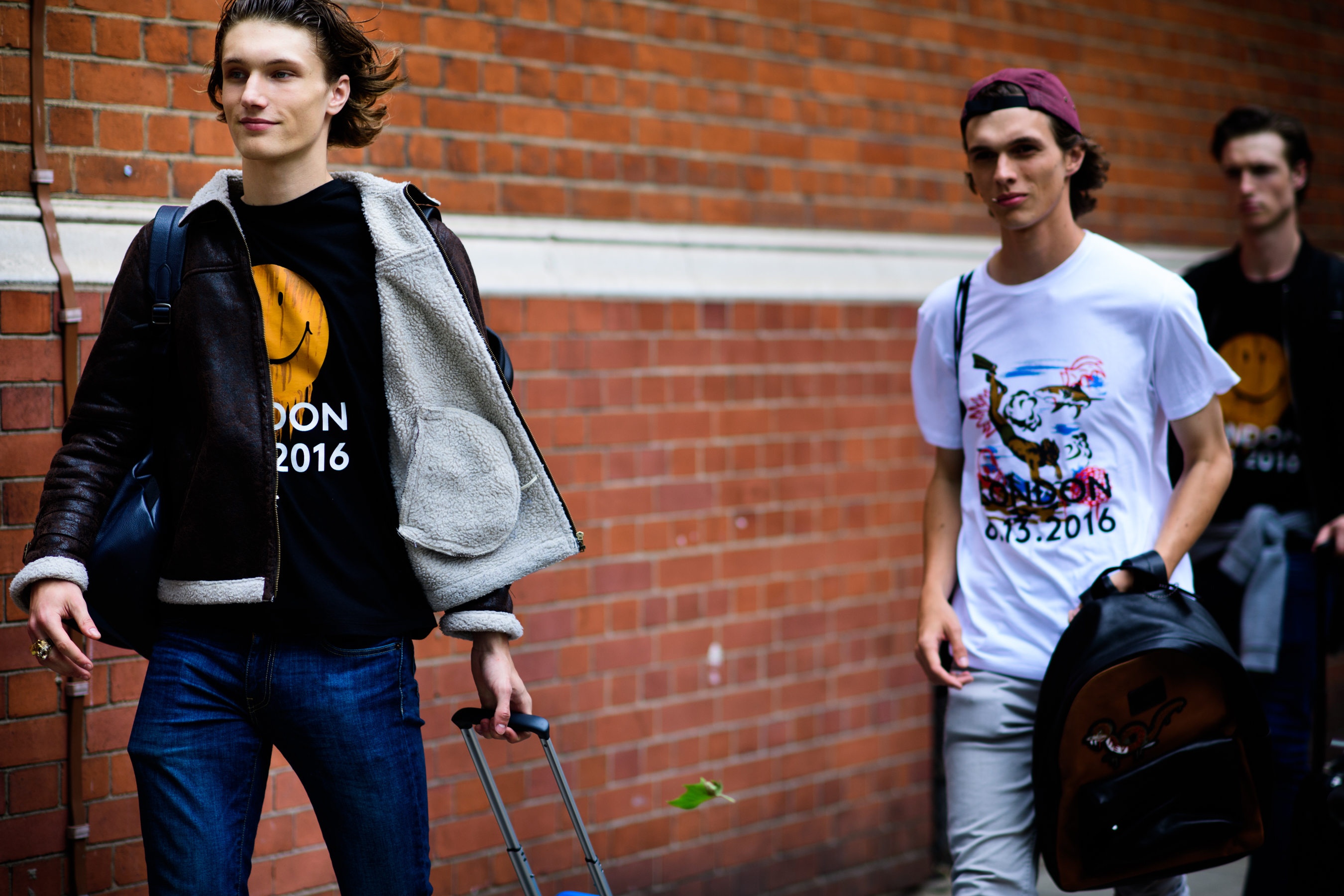 Two models rushing outside