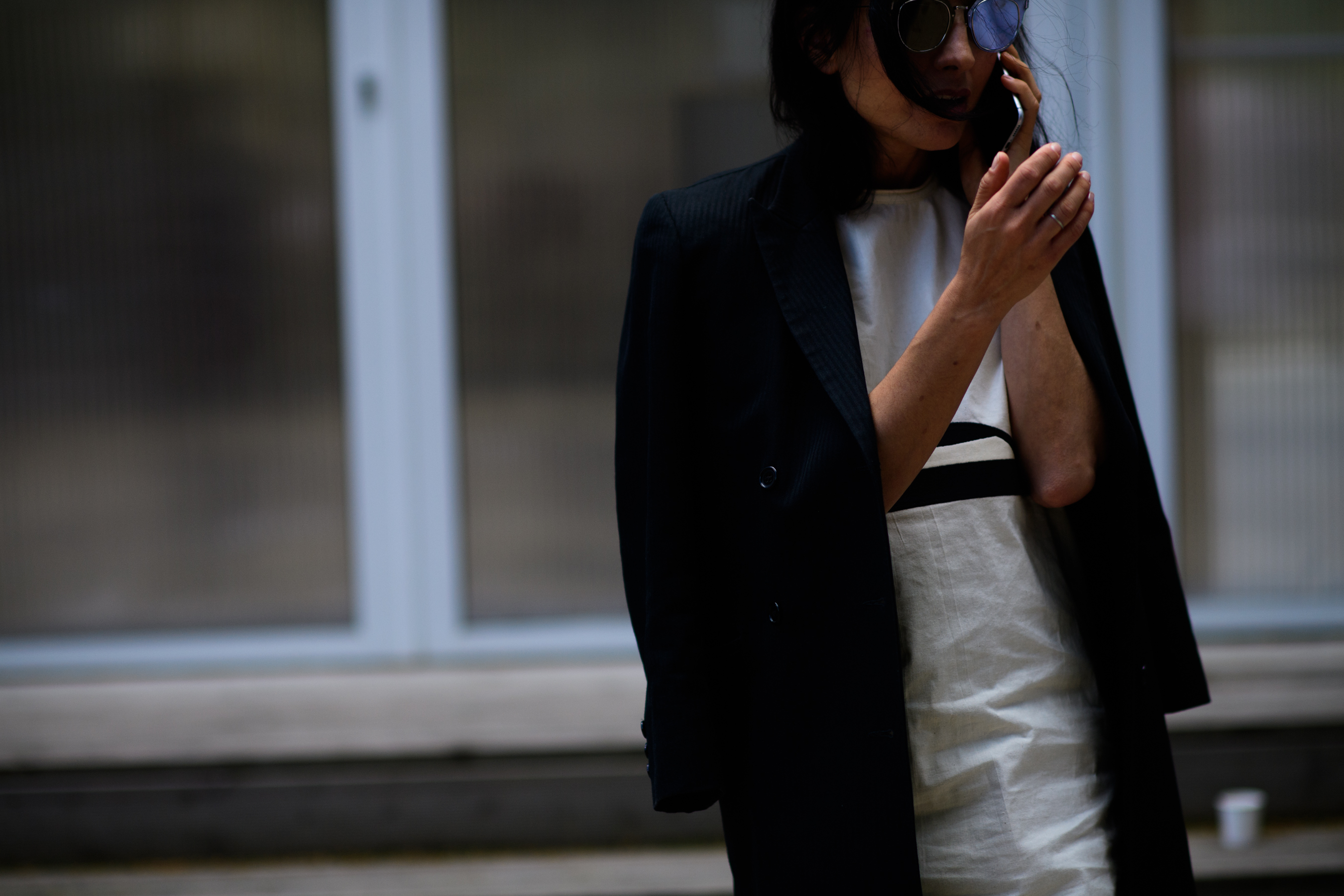 Woman wearing black and white