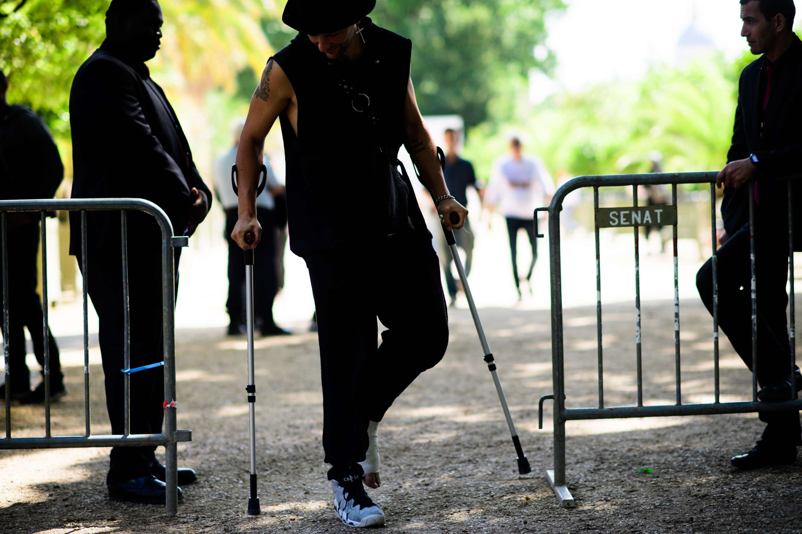 Man wearing black outfit