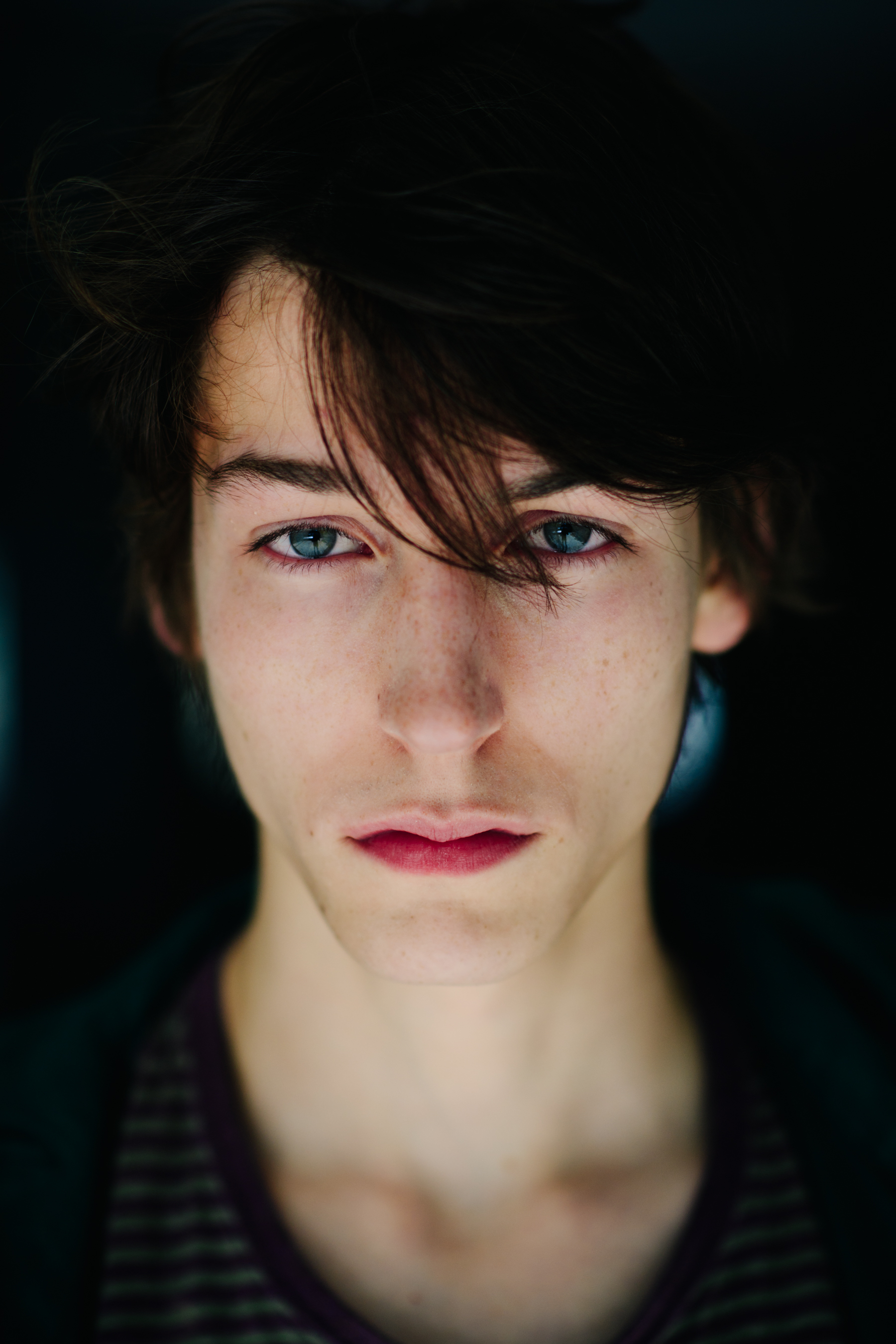 Dark-haired male model portrait