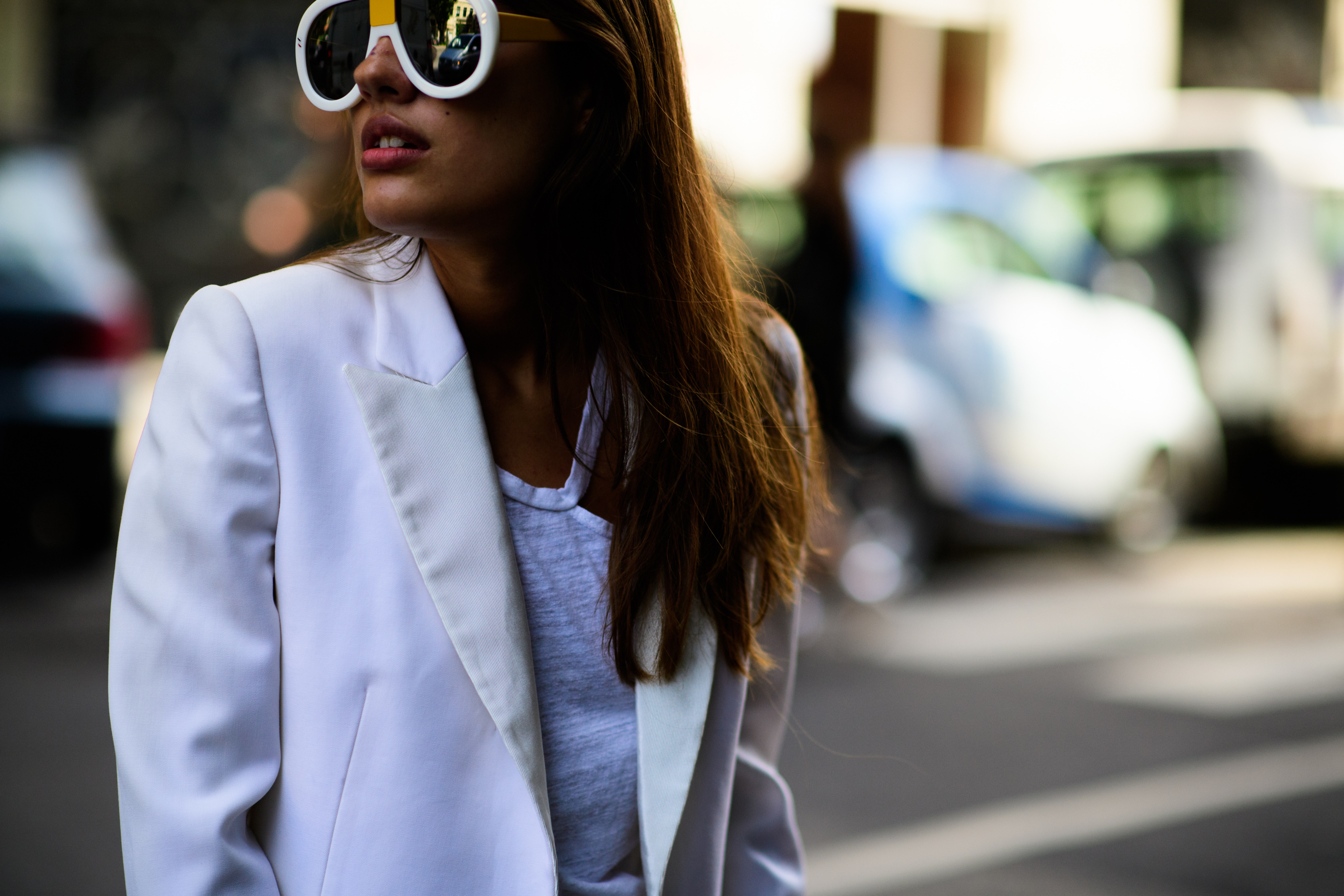A woman in a white outfit