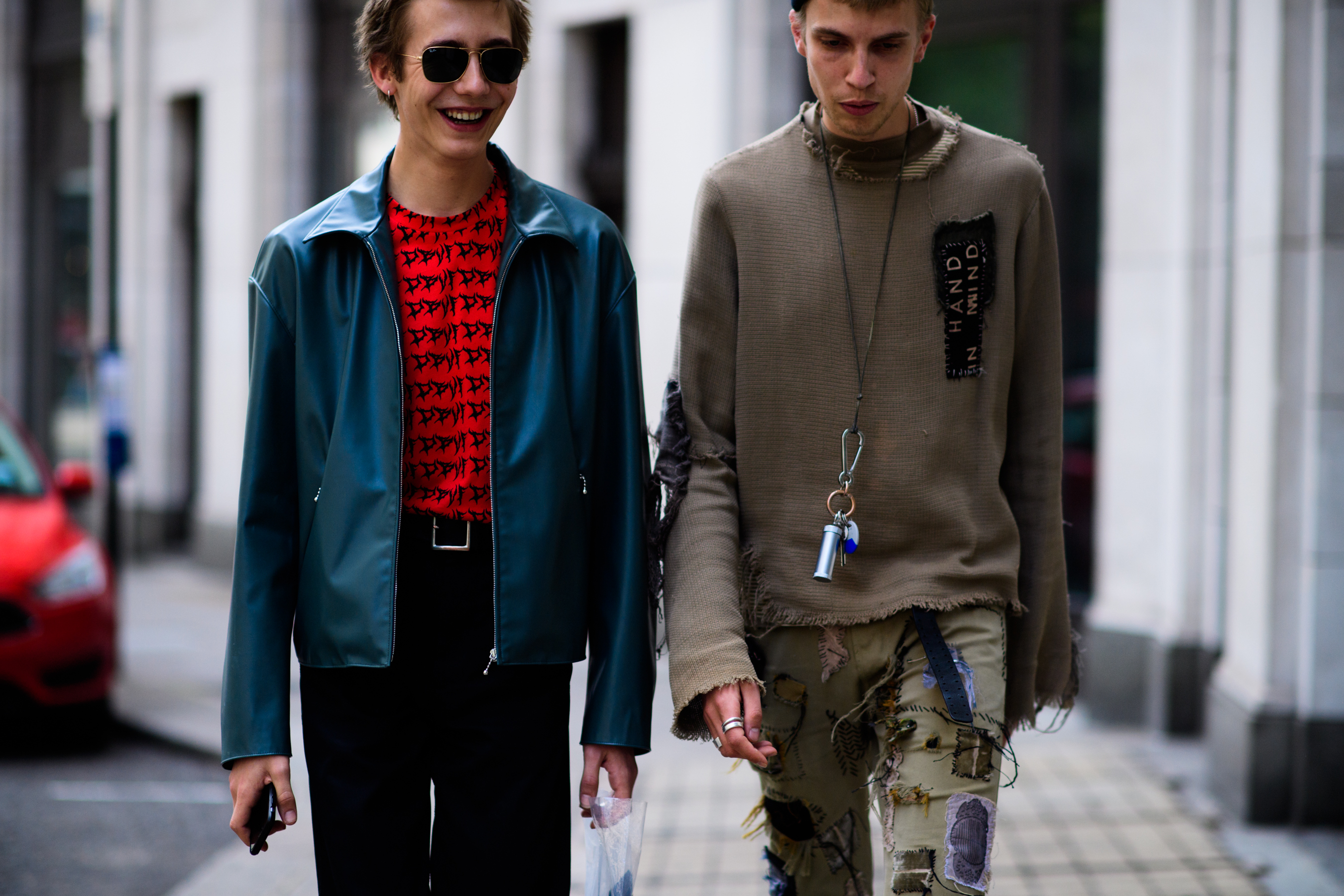 Two male models before the show