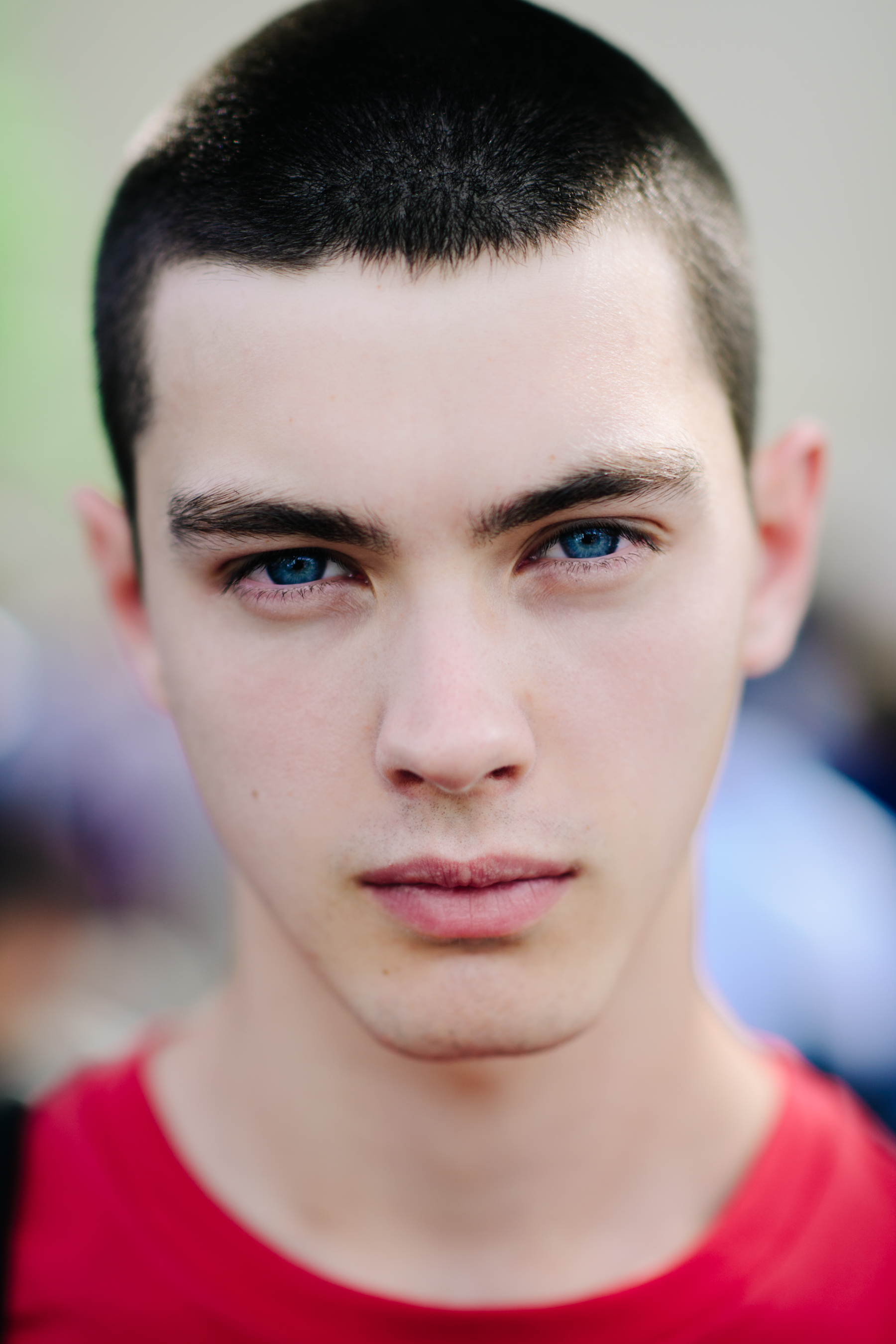 Blue-eyed male model portrait