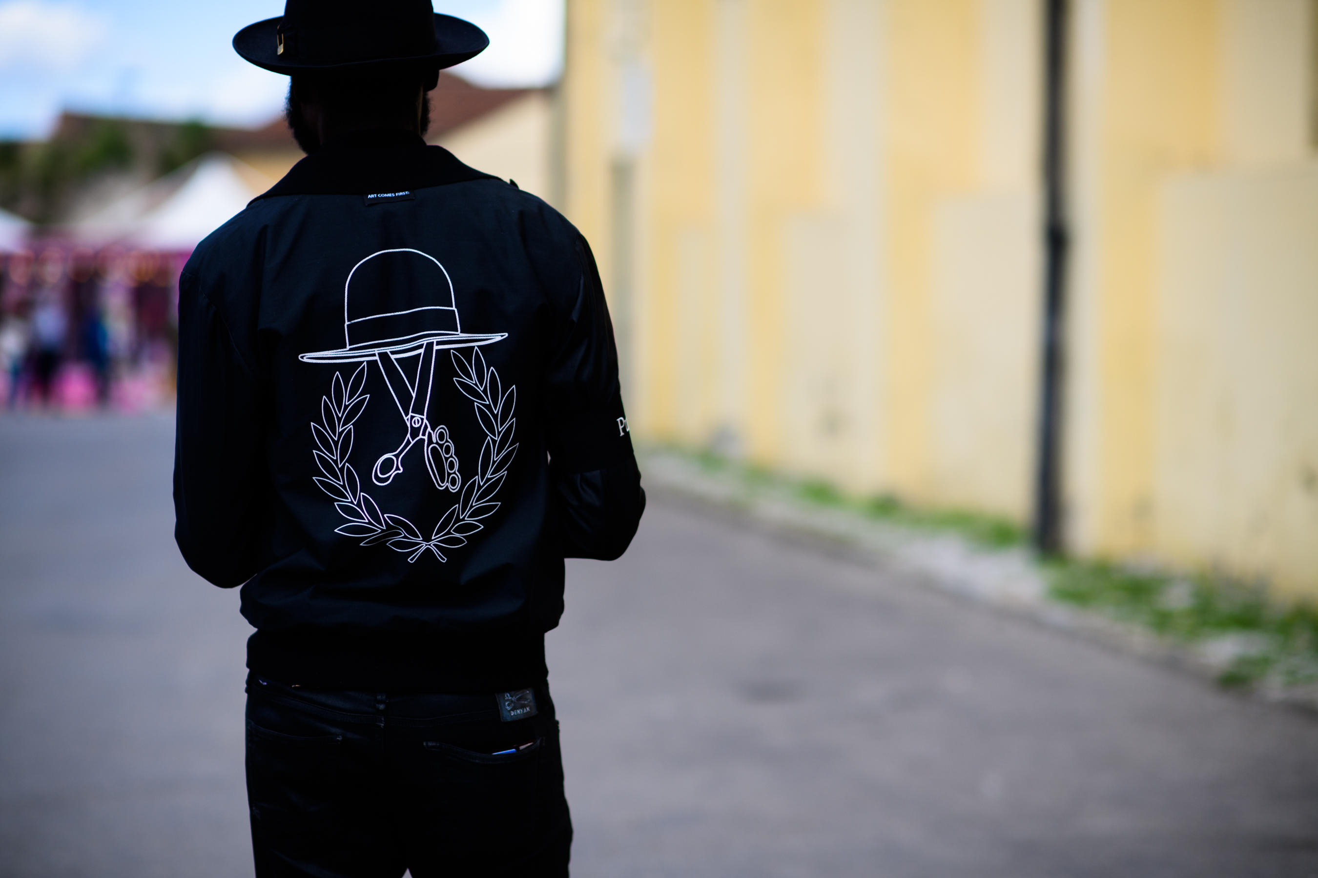 A man in a printed jacket