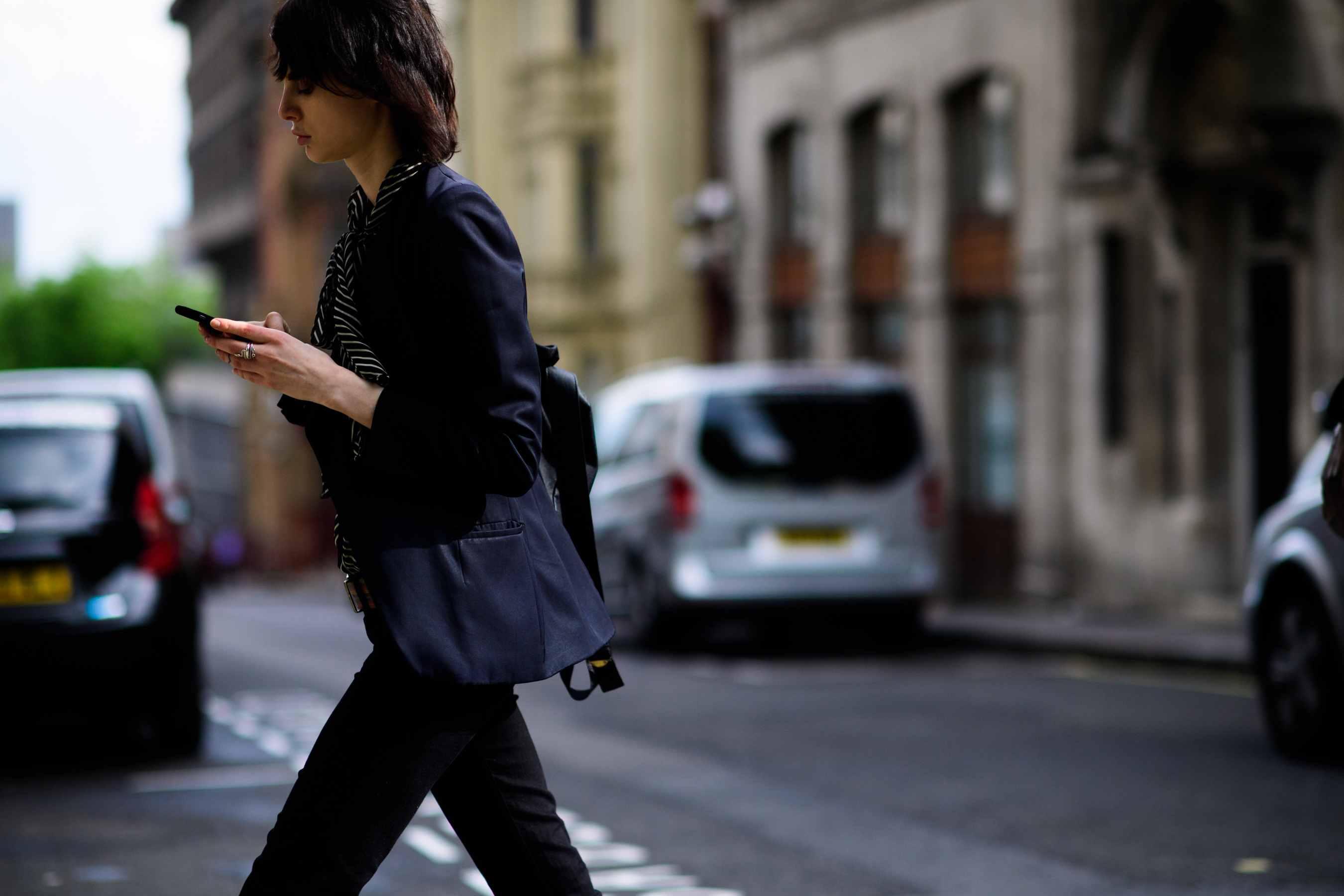 A woman in a total black look