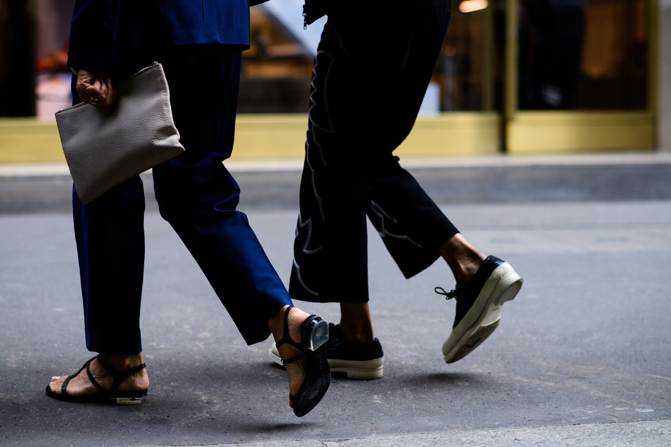 Women wearing Prada brogues and sandals