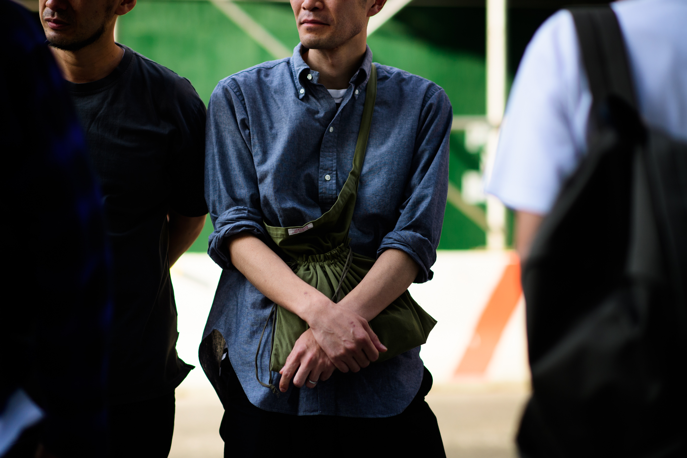 Man wearing bag across chest