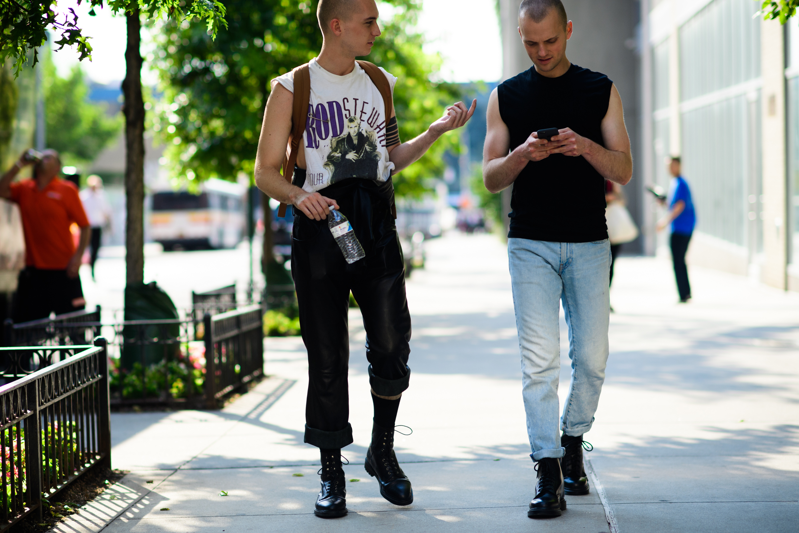 Two shaved skaters after show