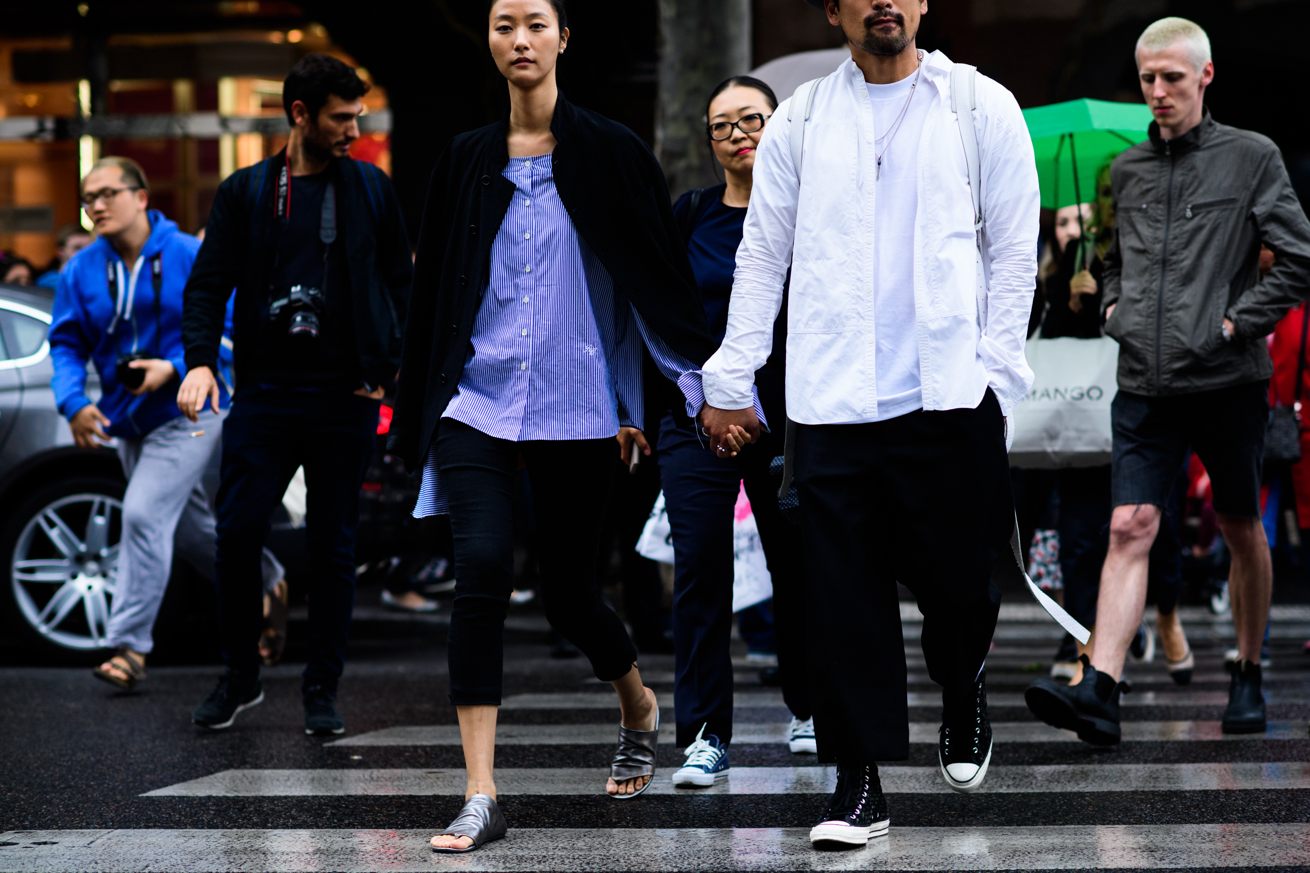 Couple outside after fashion show