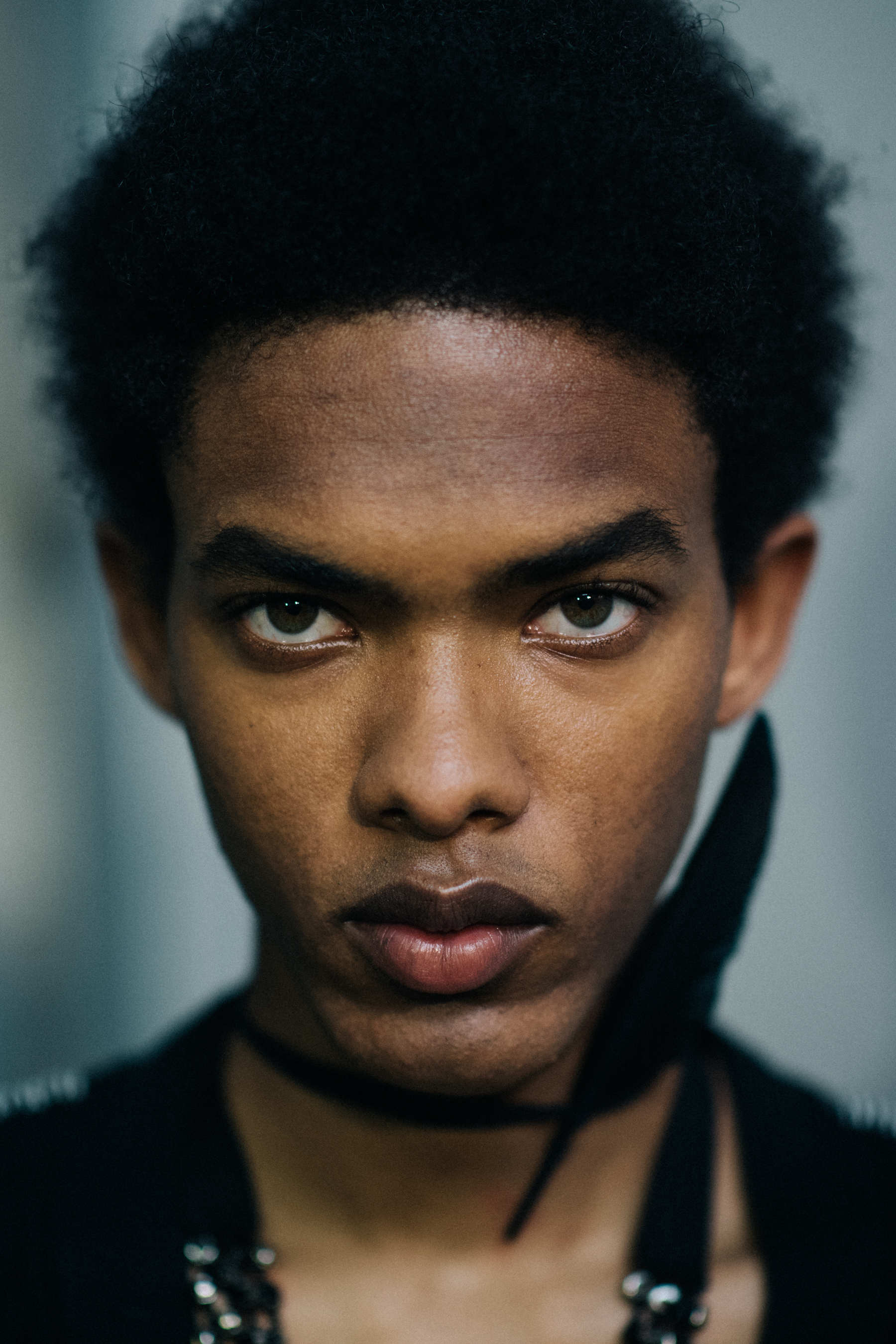 Dark-haired male model portrait