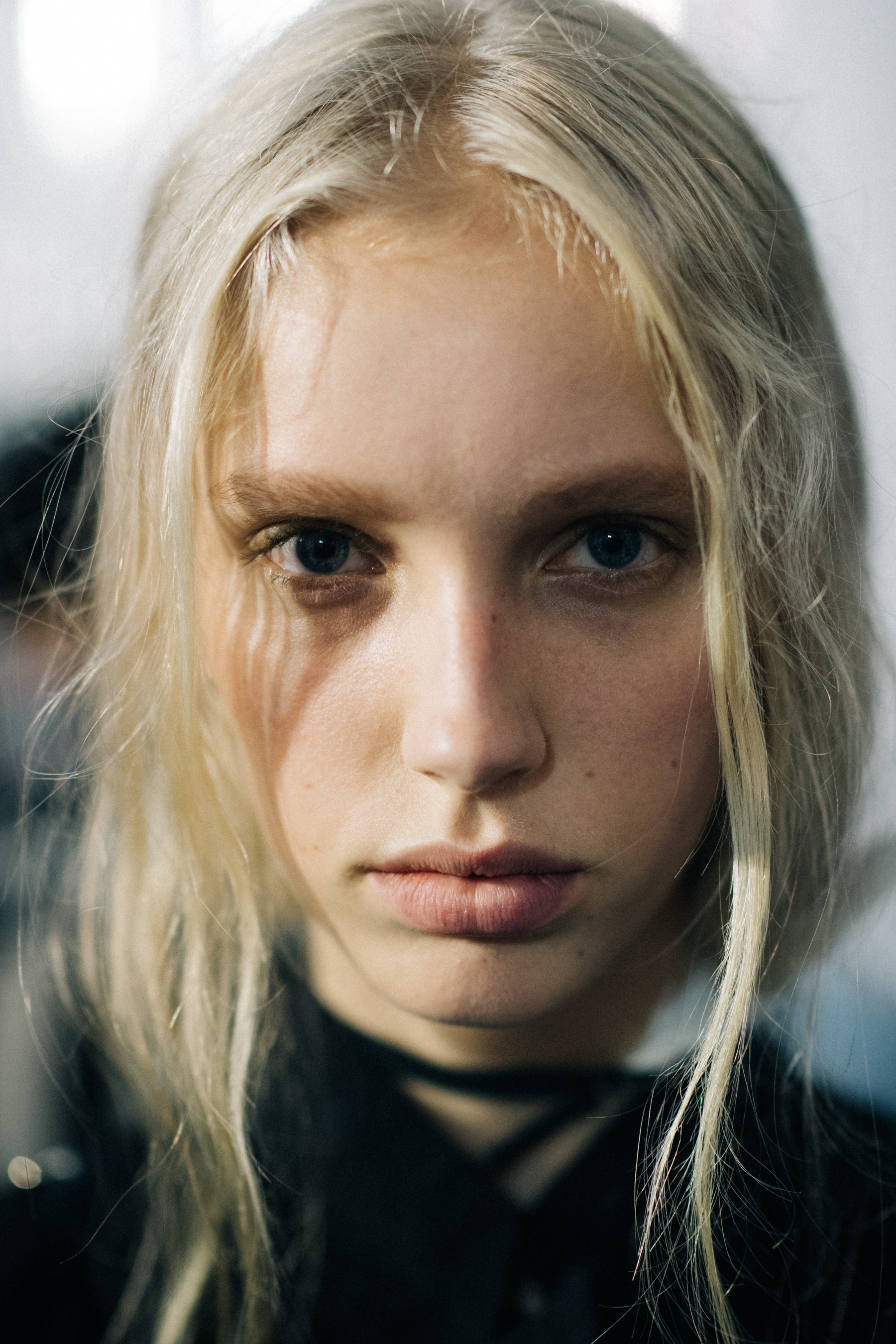 Platinum-haired female model portrait