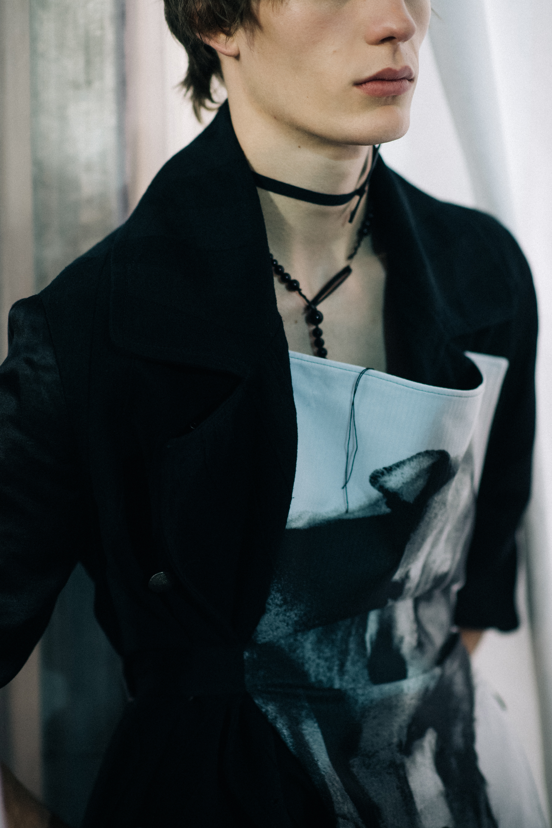 Male model in printed top