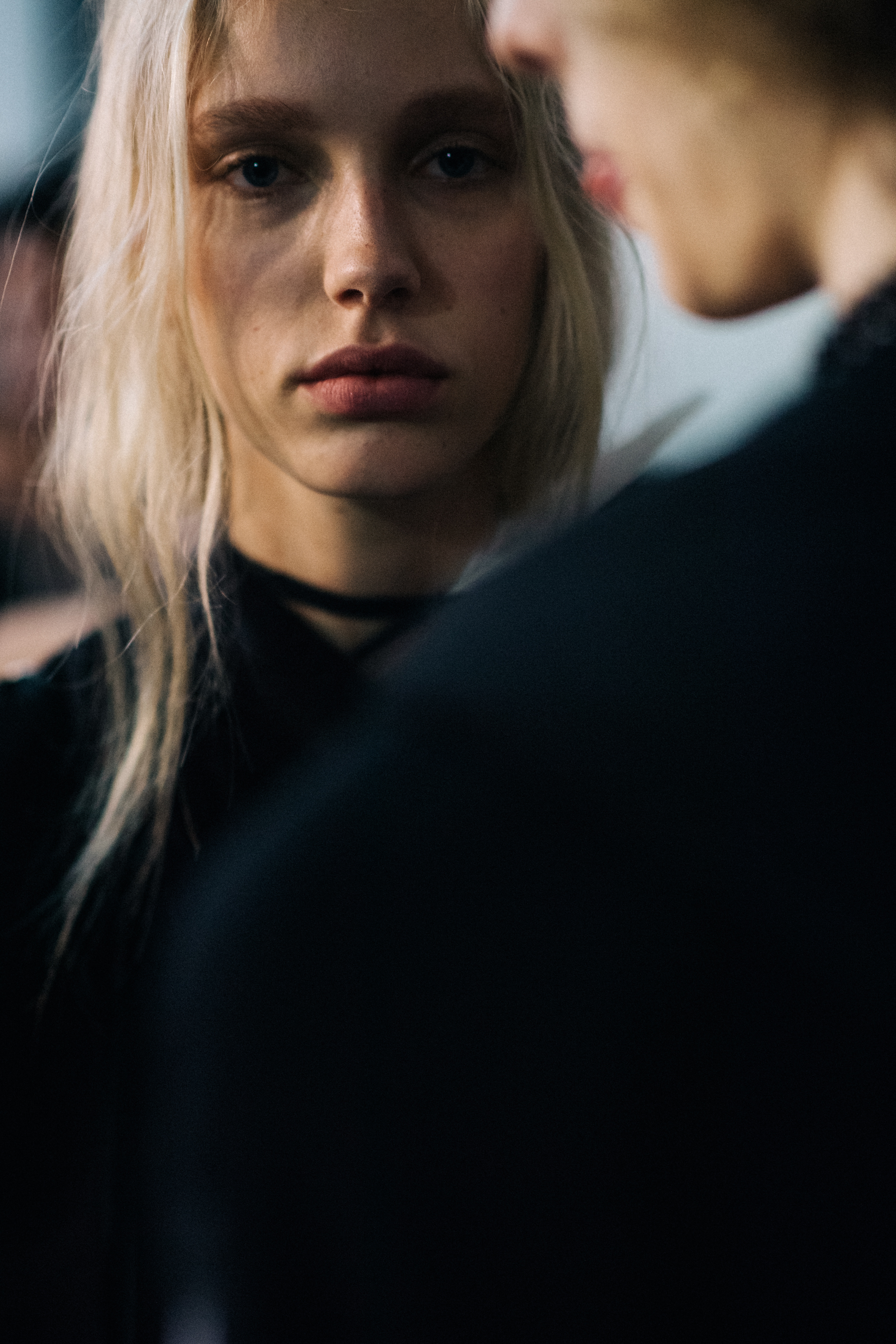 Female model with platinum hair