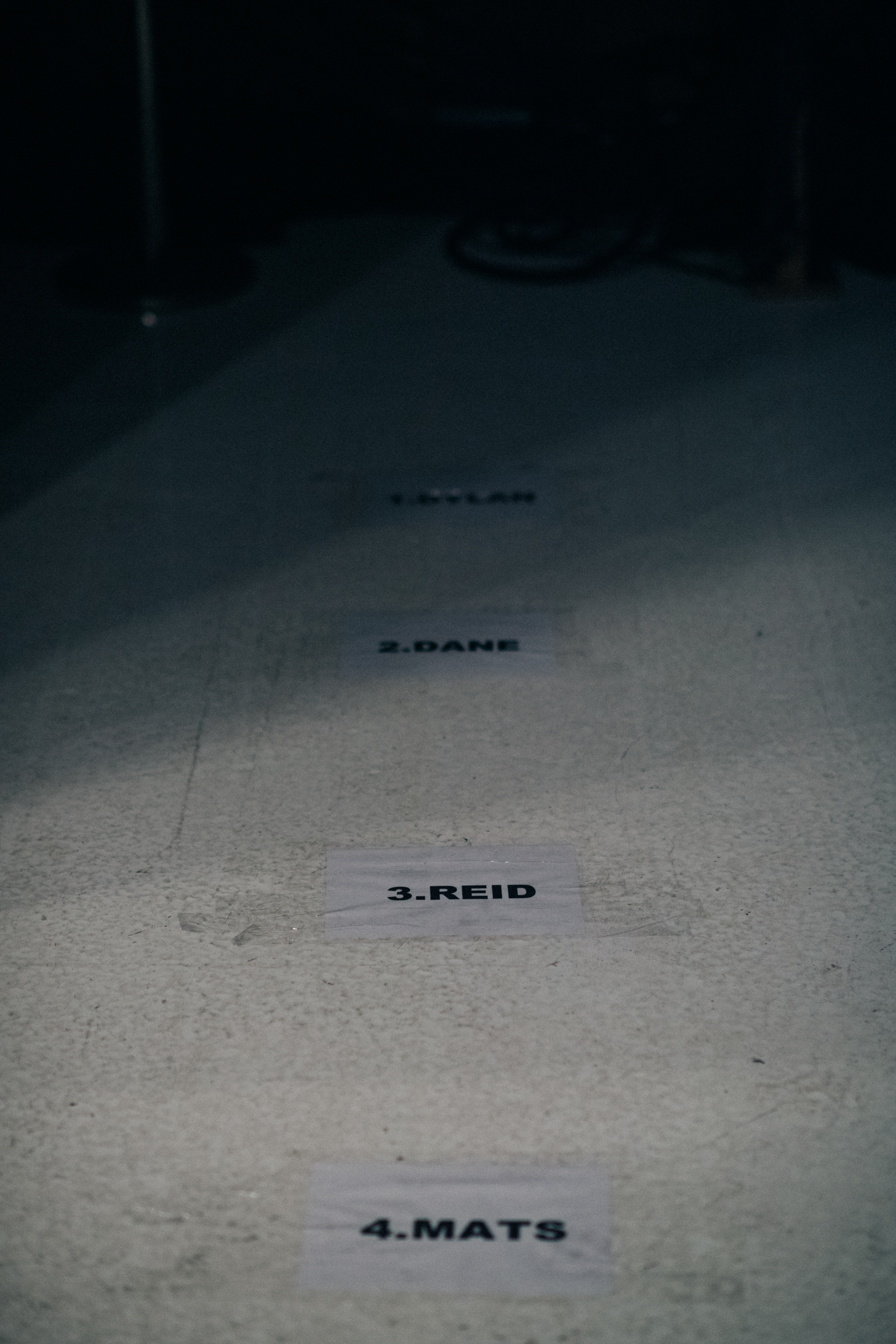 Line up marked with model's names