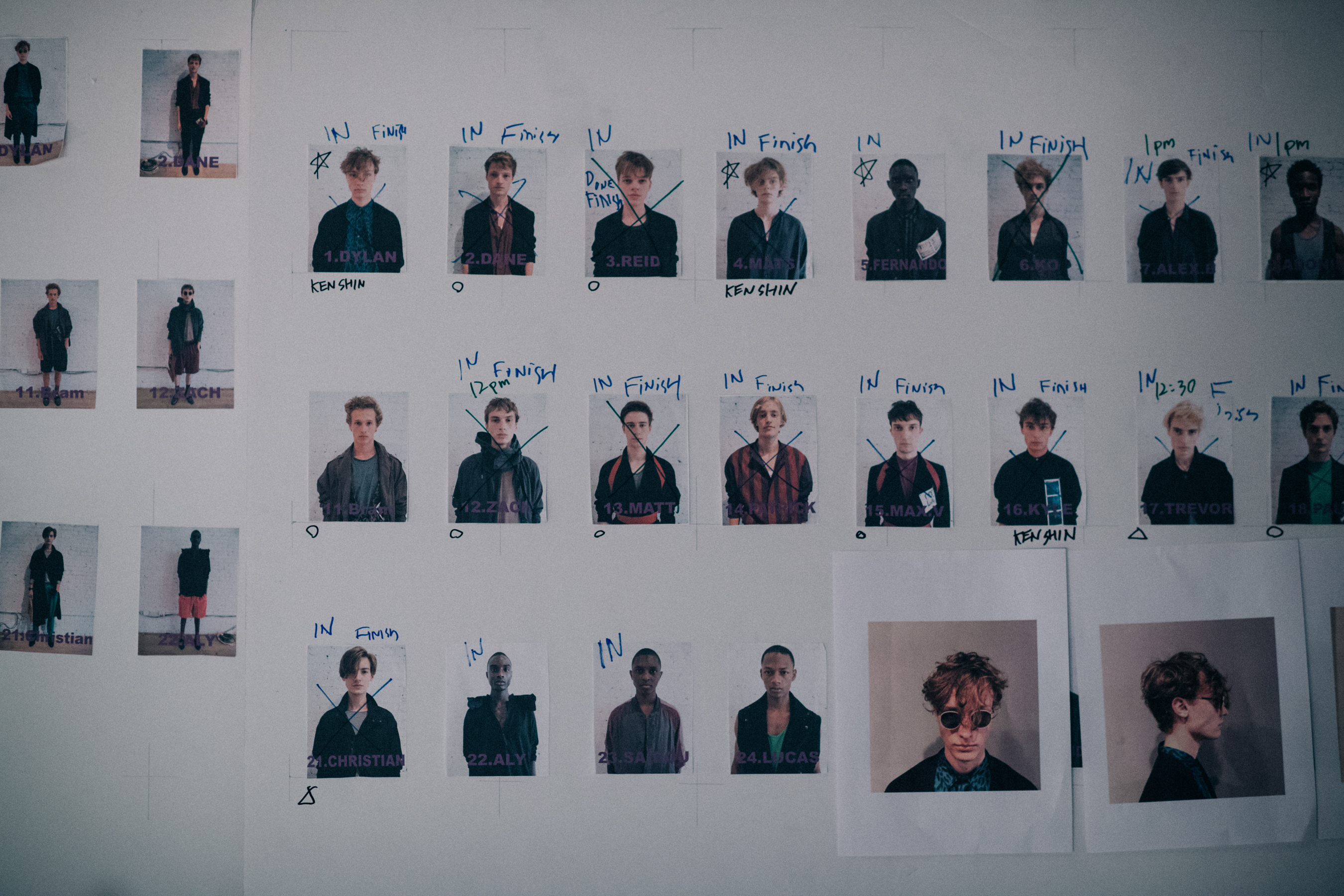 Casting board with male models