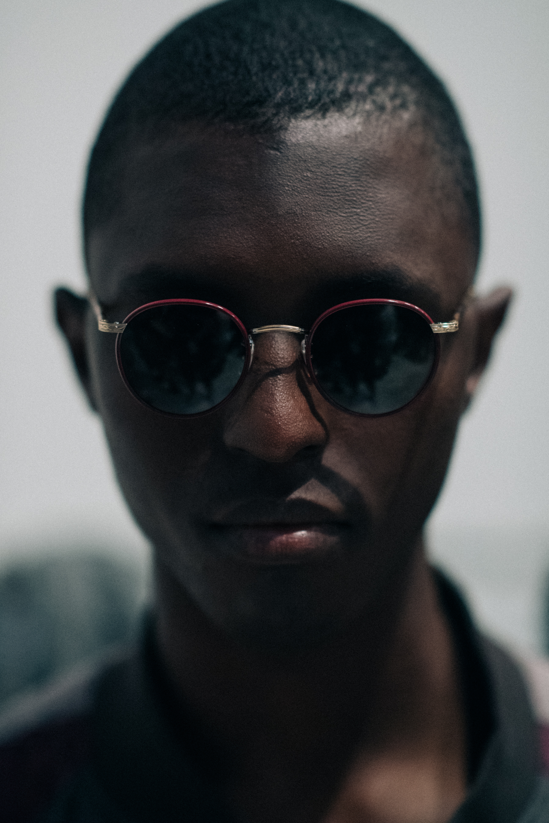 Portrait of model wearing glasses