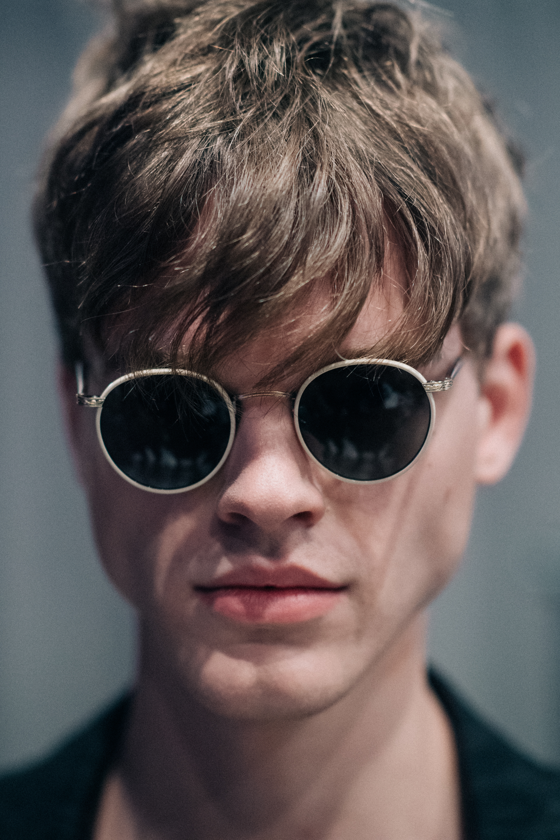 Portrait of model wearing glasses
