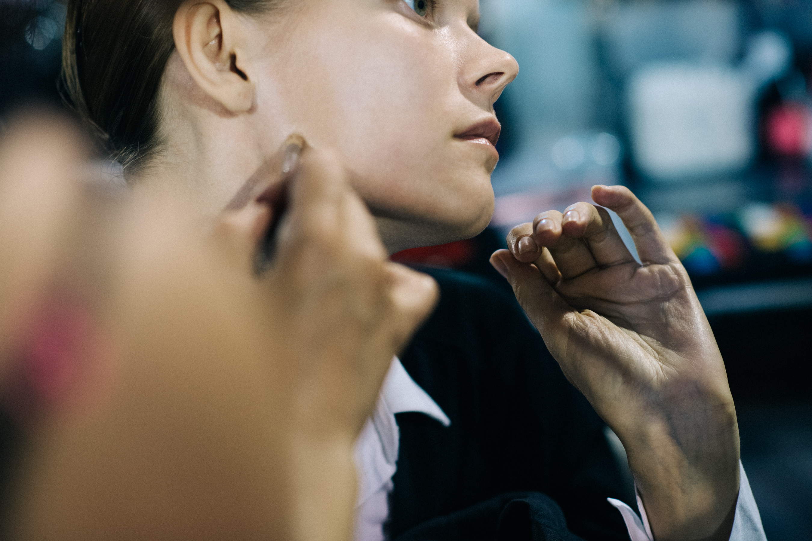 Ukrainian top model getting make up done