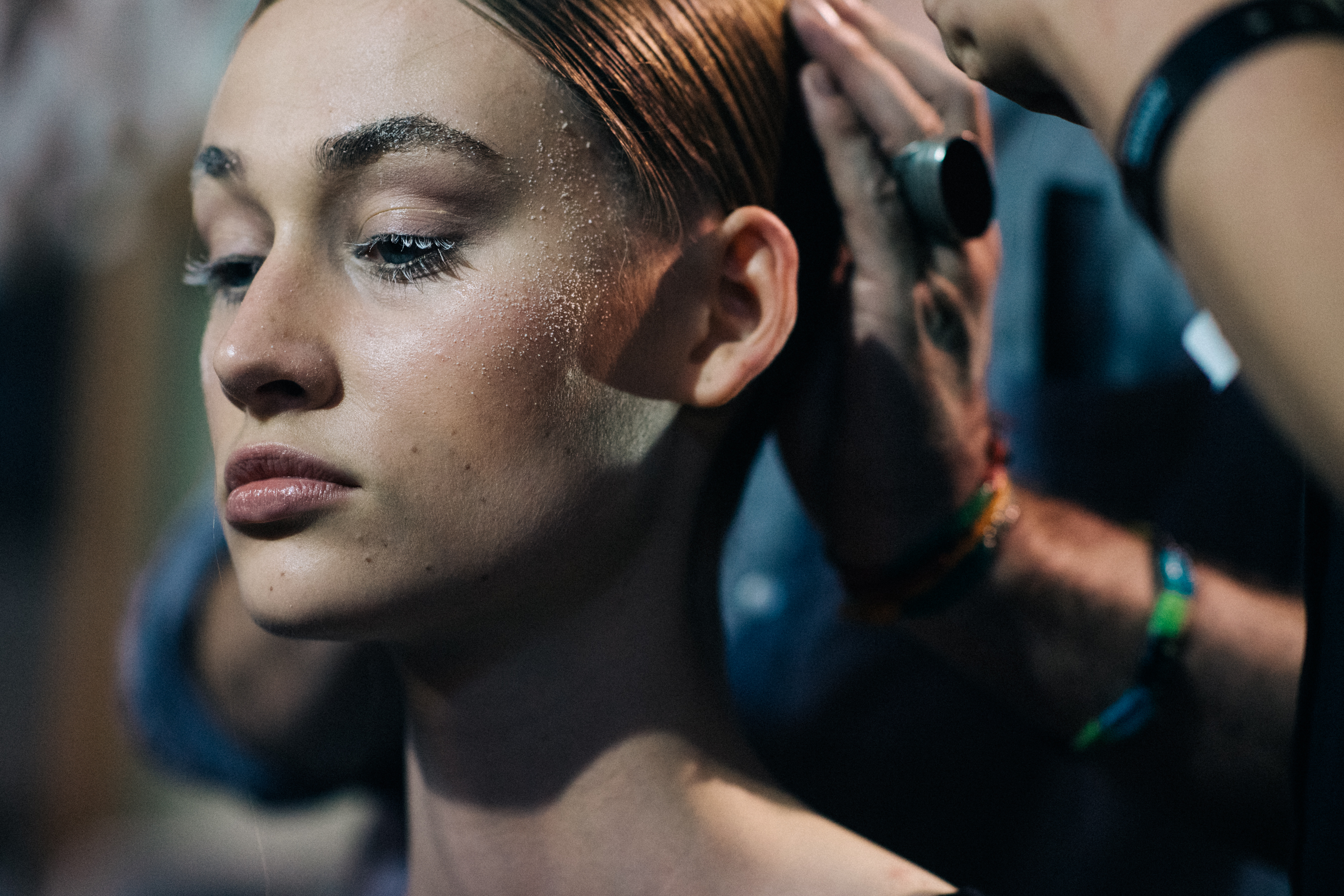 Model with snow white make up