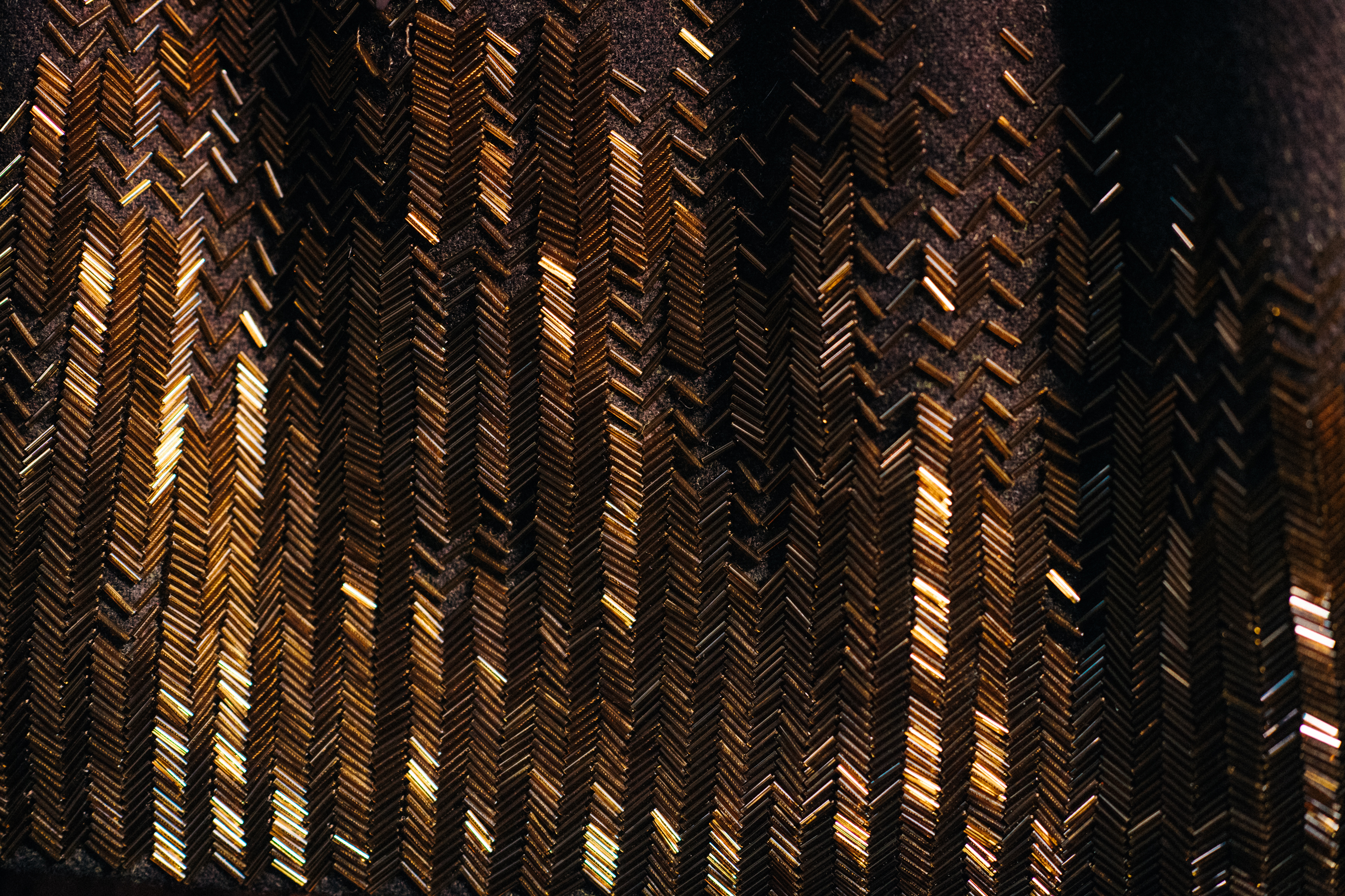 Close up of embroidered golden texture
