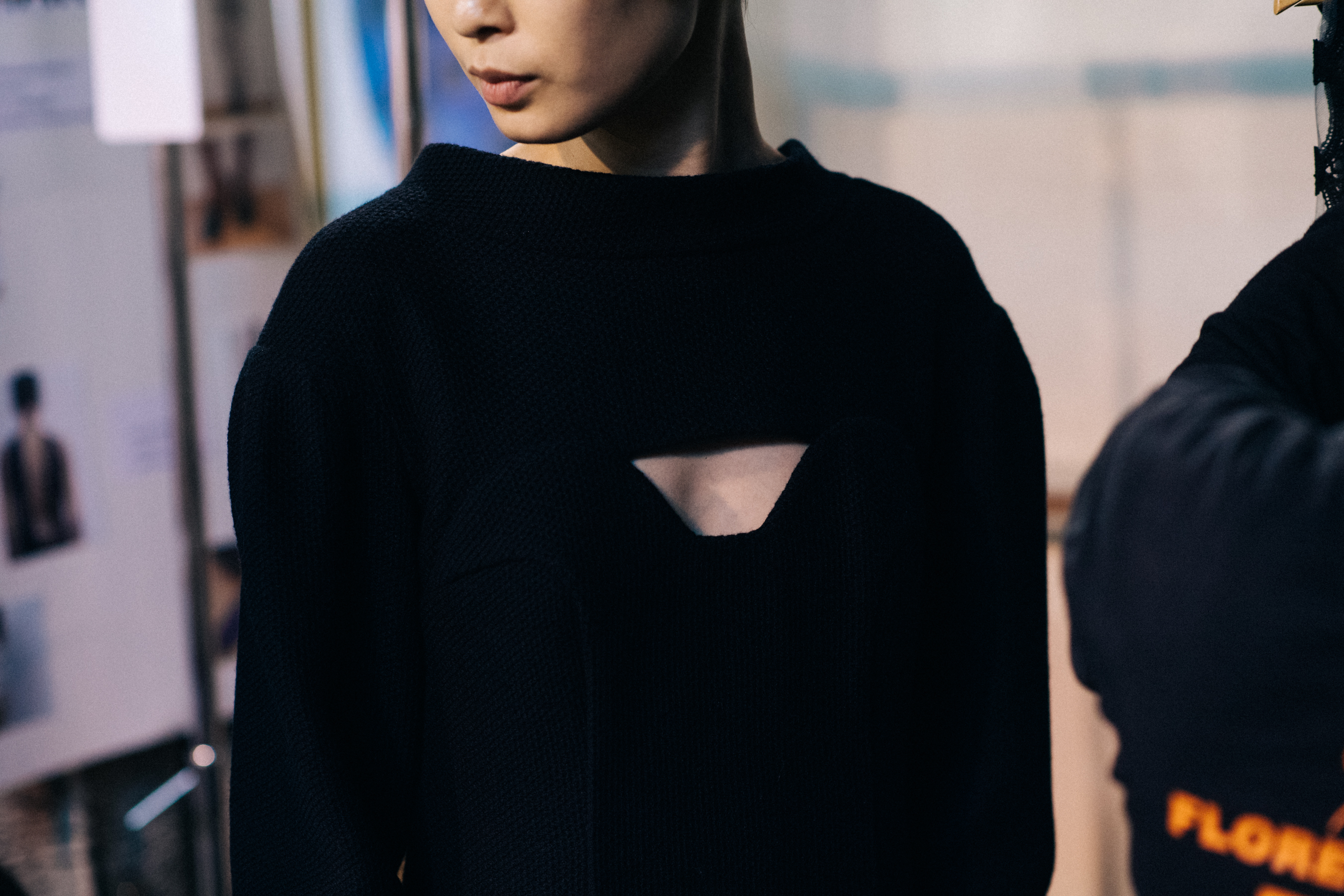 Kazakh top-model wearing black dress