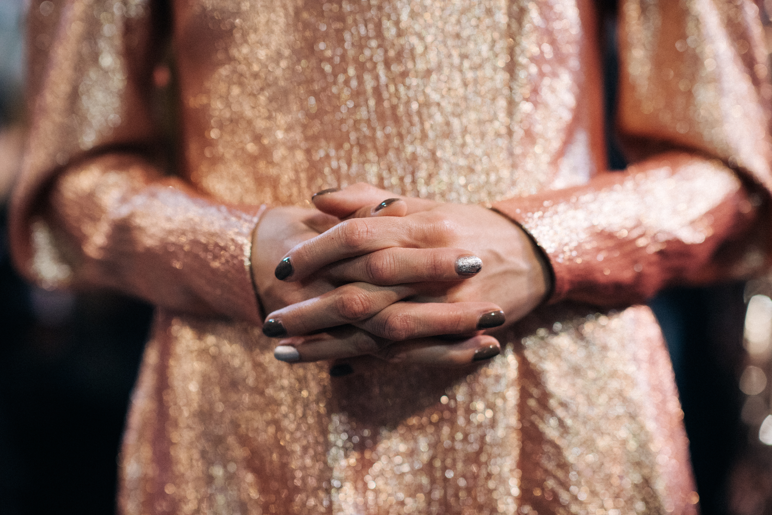 Russian model with shiny manicure