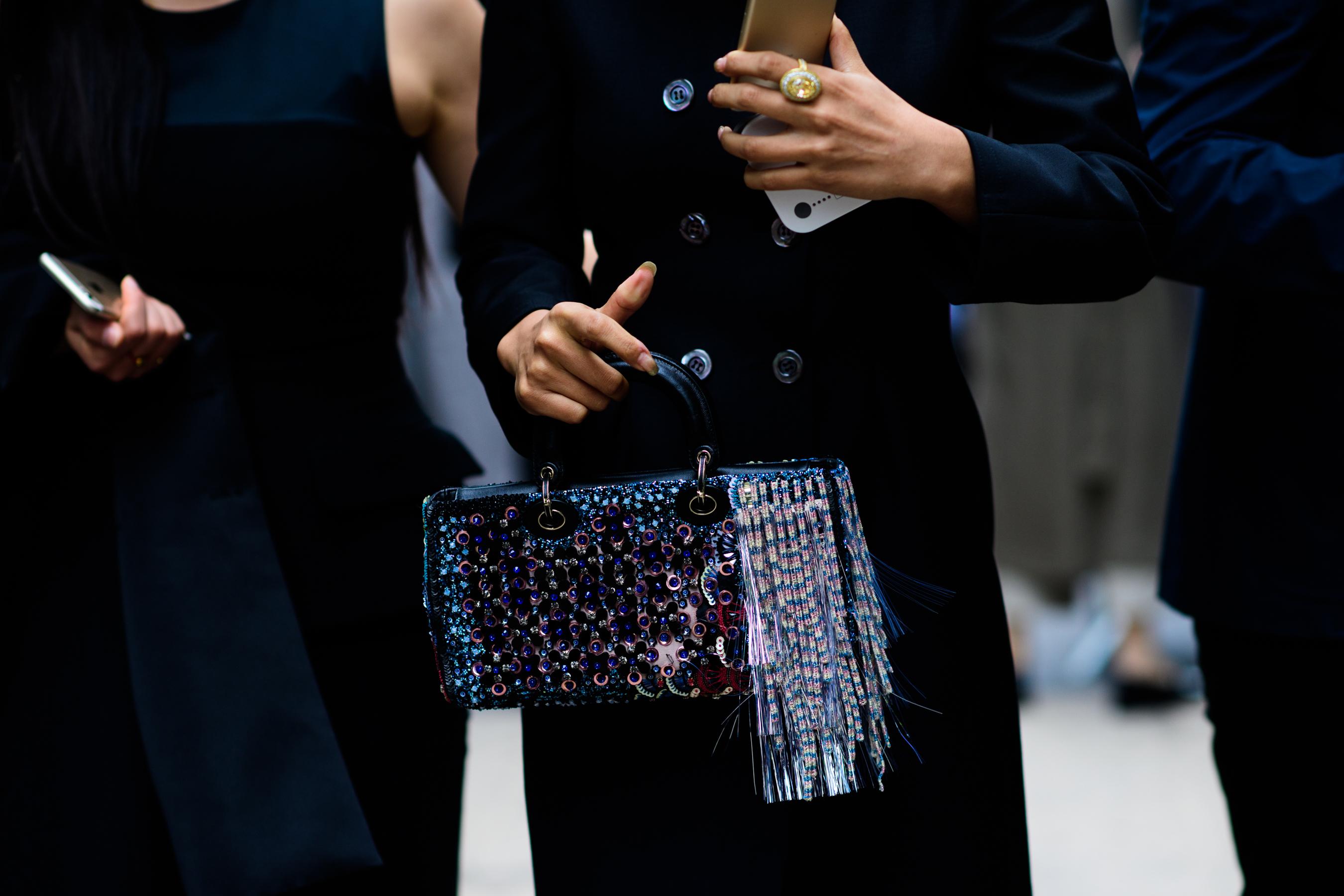 Close up of Dior embroidered bah