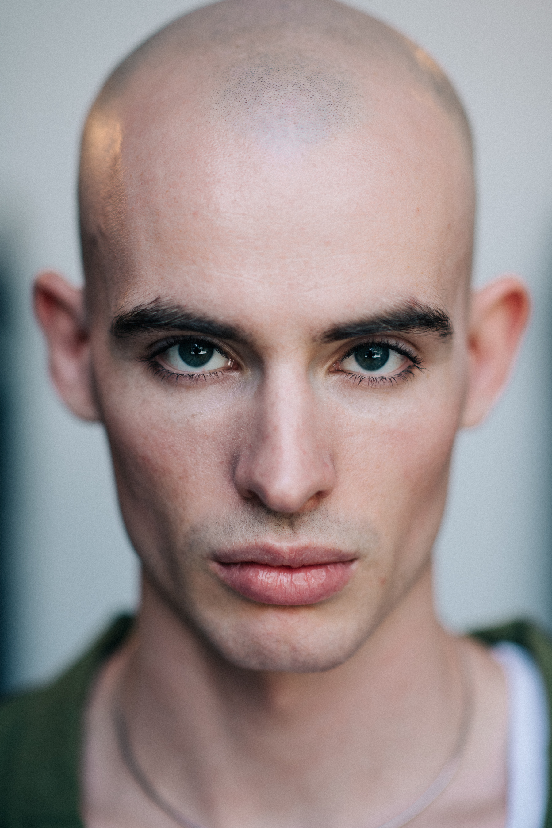 Portrait of a beautiful shaved head model
