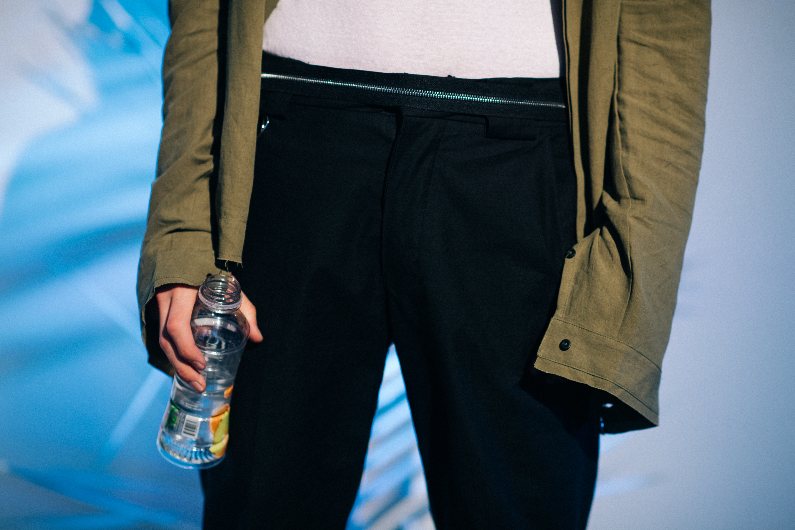 Male model wearing green shirt